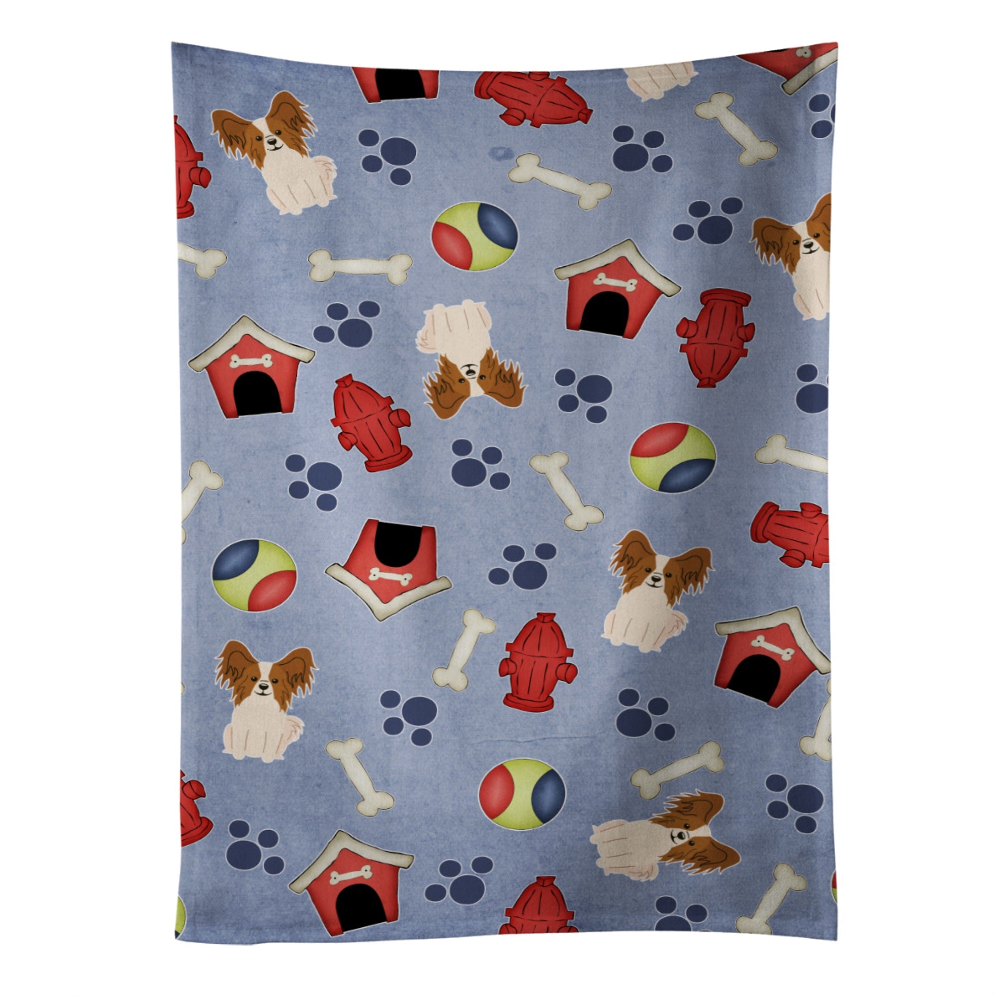 'Caroline'S Treasures Bb2691Ktwl Dog House Papillon Red White Kitchen Towel, 25'''' X 15'''', Multicolor''