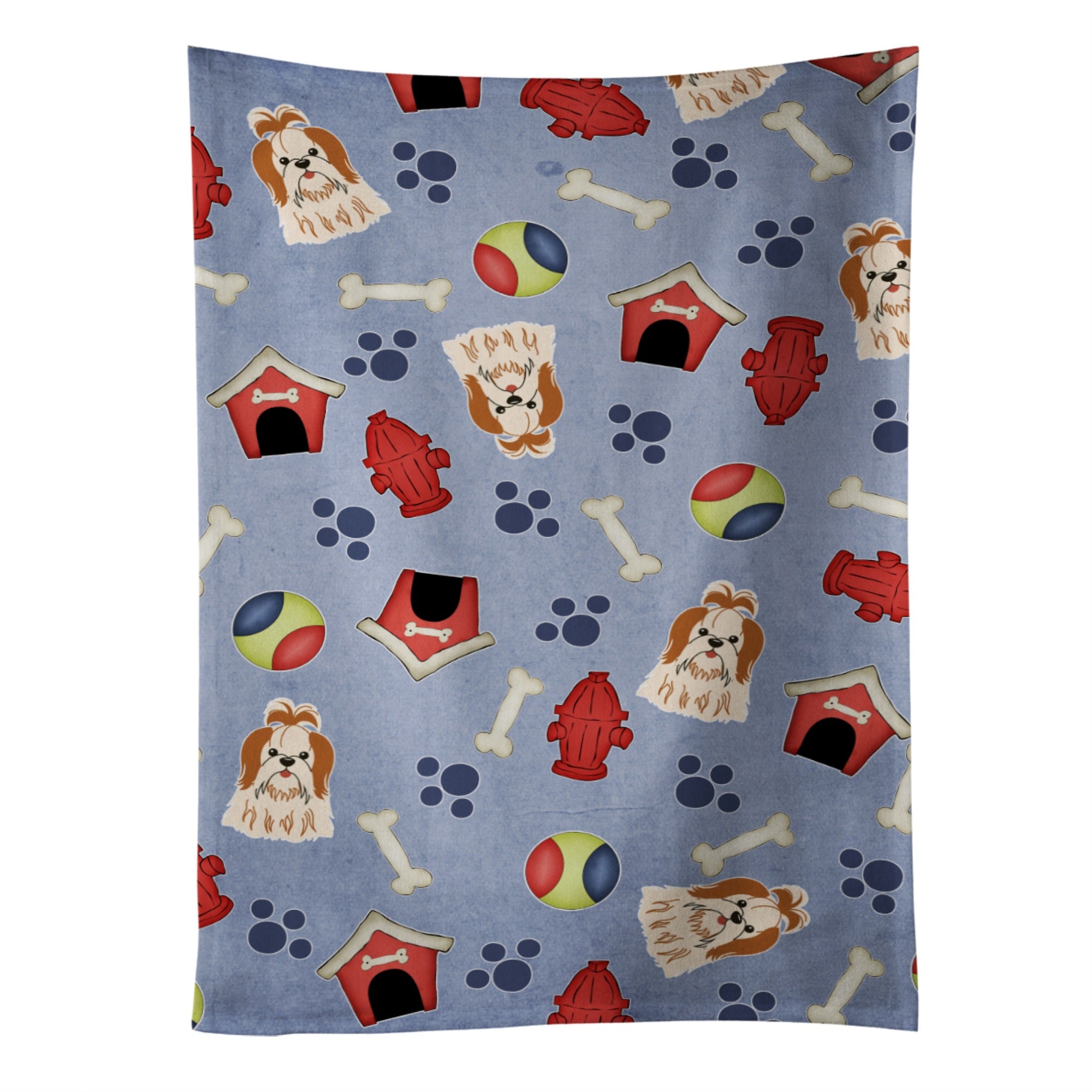 'Caroline'S Treasures Bb2700Ktwl Dog House Shih Tzu Red White Kitchen Towel, 25'''' X 15'''', Multicolor''
