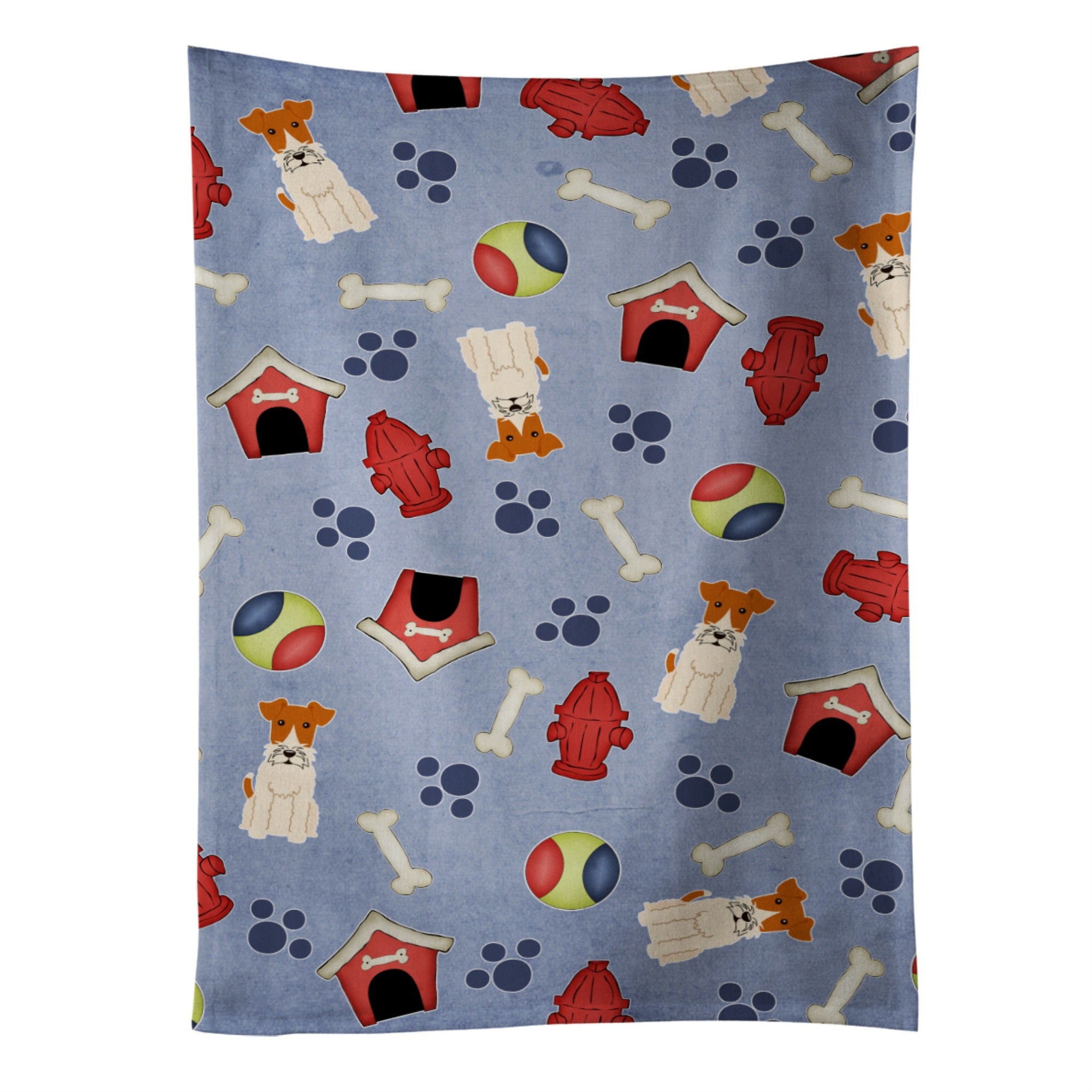 'Caroline'S Treasures Bb2714Ktwl Dog House Wire Fox Terrier Kitchen Towel, 25'''' X 15'''', Multicolor''