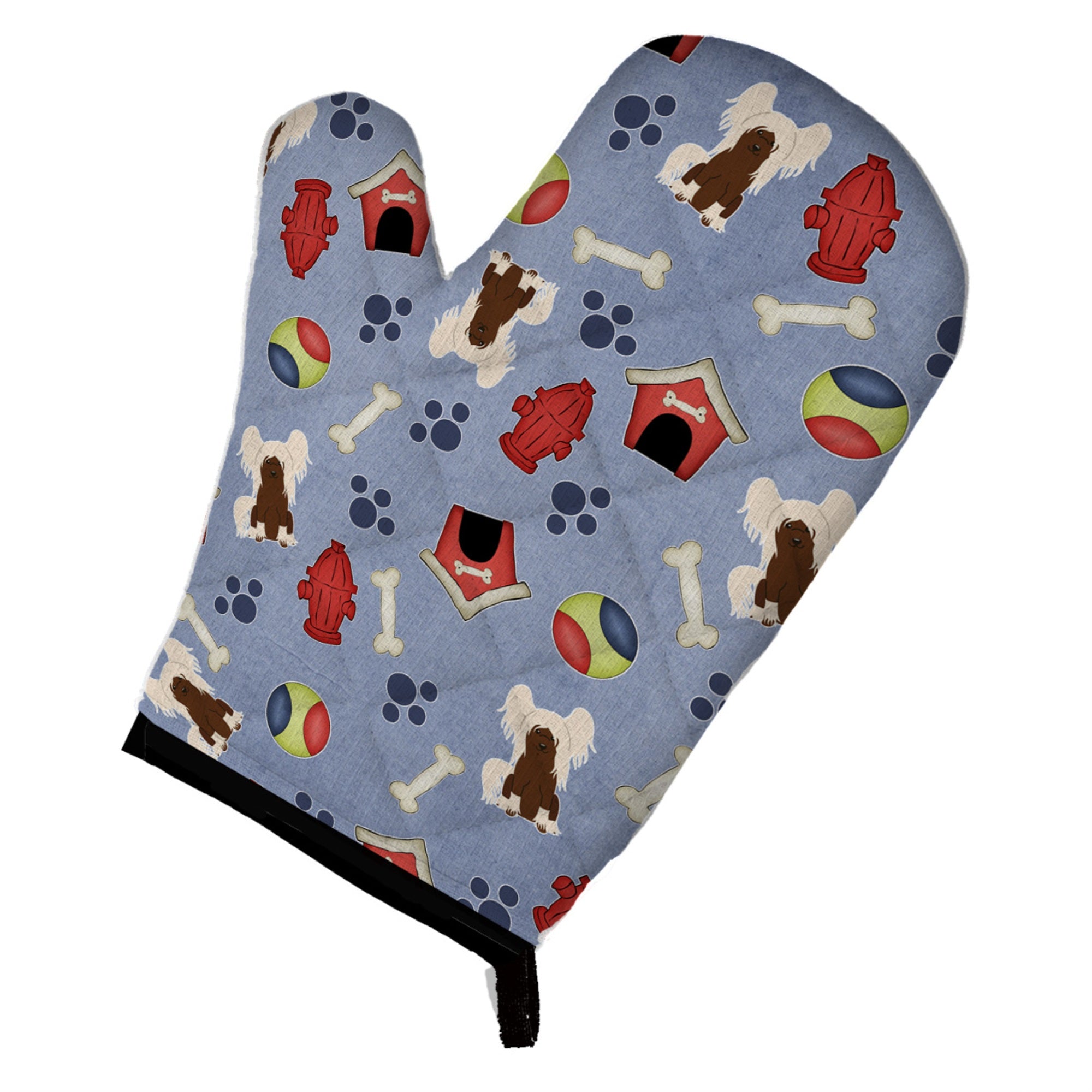 'Caroline'S Treasures Bb2726Ovmt Dog House Collection Chinese Crested Cream Oven Mitt, 12'''' By 8.5'''', Multicolor''