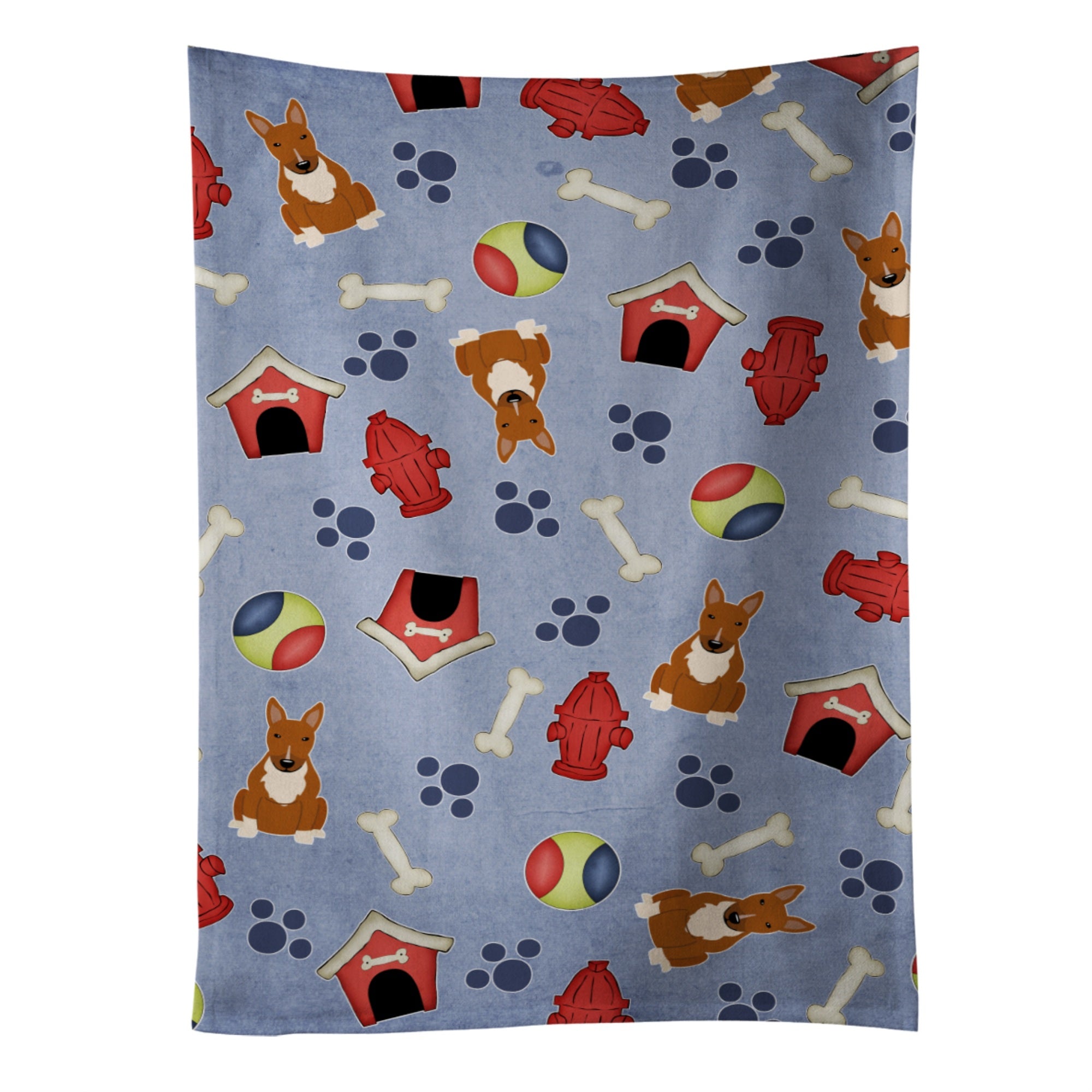 'Caroline'S Treasures Bb2747Ktwl Dog House Bull Terrier Red Kitchen Towel, 25'''' X 15'''', Multicolor''
