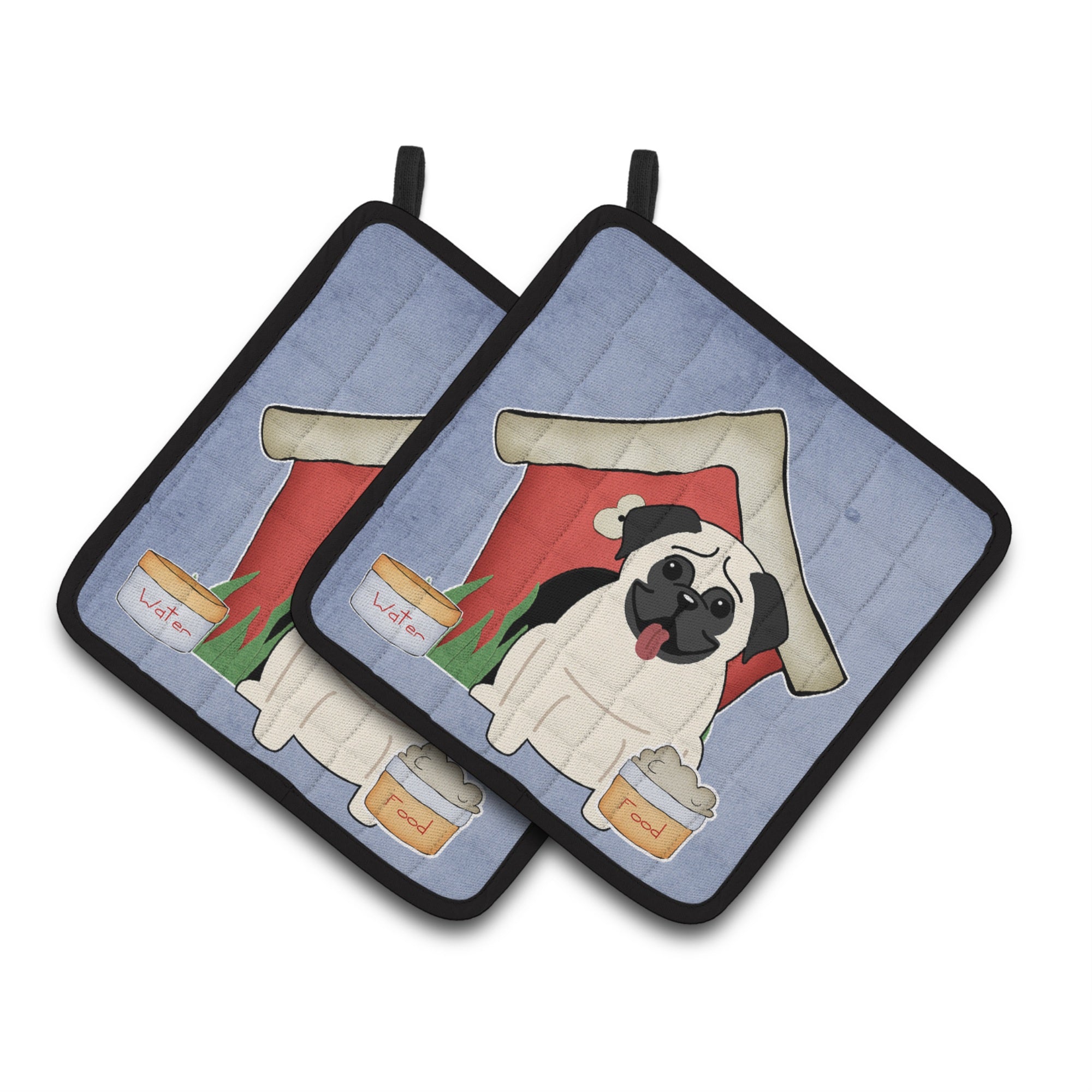 'Caroline'S Treasures Dog House Collection Pug Cream Pair Of Pot Holders Bb2758Pthd, 7.5Hx7.5W, Multicolor''