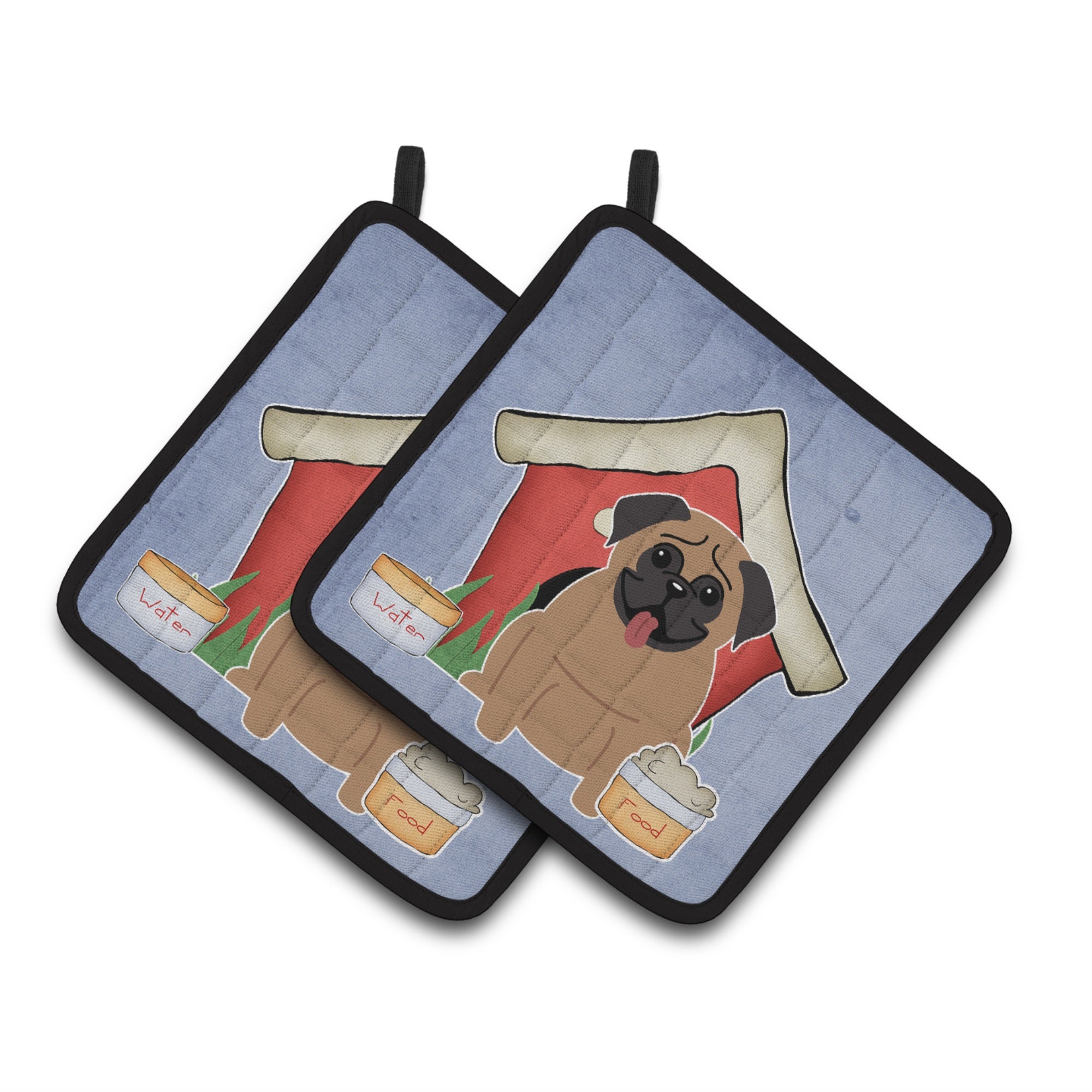 'Caroline'S Treasures Dog House Collection Pug Brown Pair Of Pot Holders Bb2759Pthd, 7.5Hx7.5W, Multicolor''