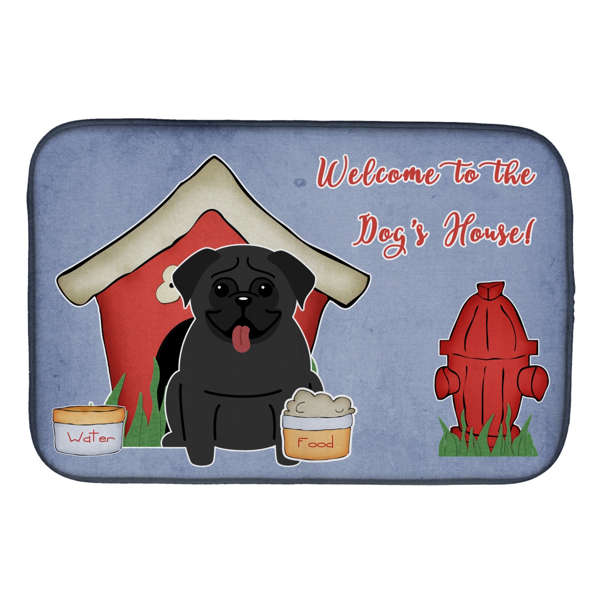 'Caroline'S Treasures Dog House Collection Pug Black Dish Drying Mat, 14'''' X 21''''''