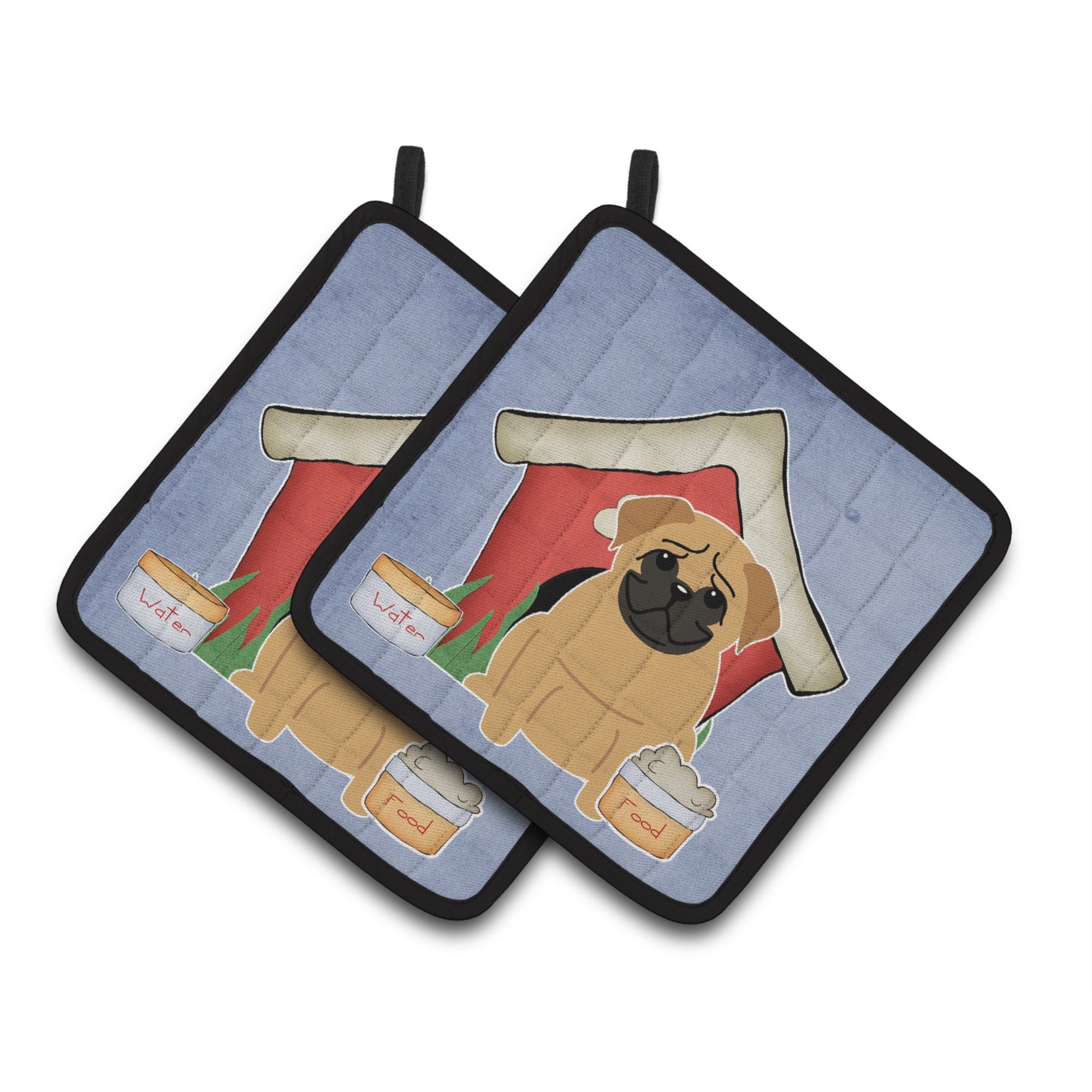 'Caroline'S Treasures Dog House Collection Pug Brown Pair Of Pot Holders Bb2761Pthd, 7.5Hx7.5W, Multicolor''