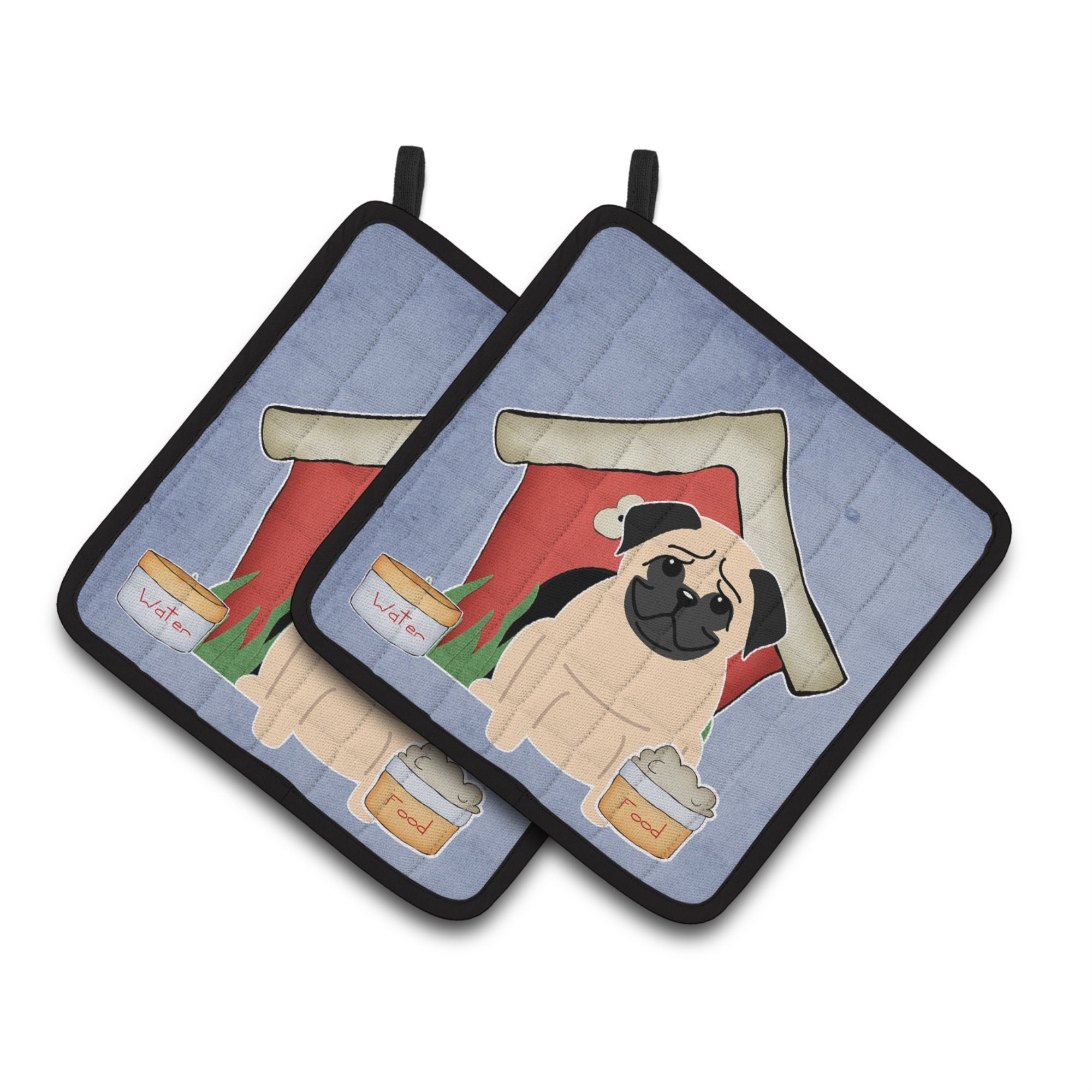 'Caroline'S Treasures Dog House Collection Pug Fawn Pair Of Pot Holders Bb2762Pthd, 7.5Hx7.5W, Multicolor''