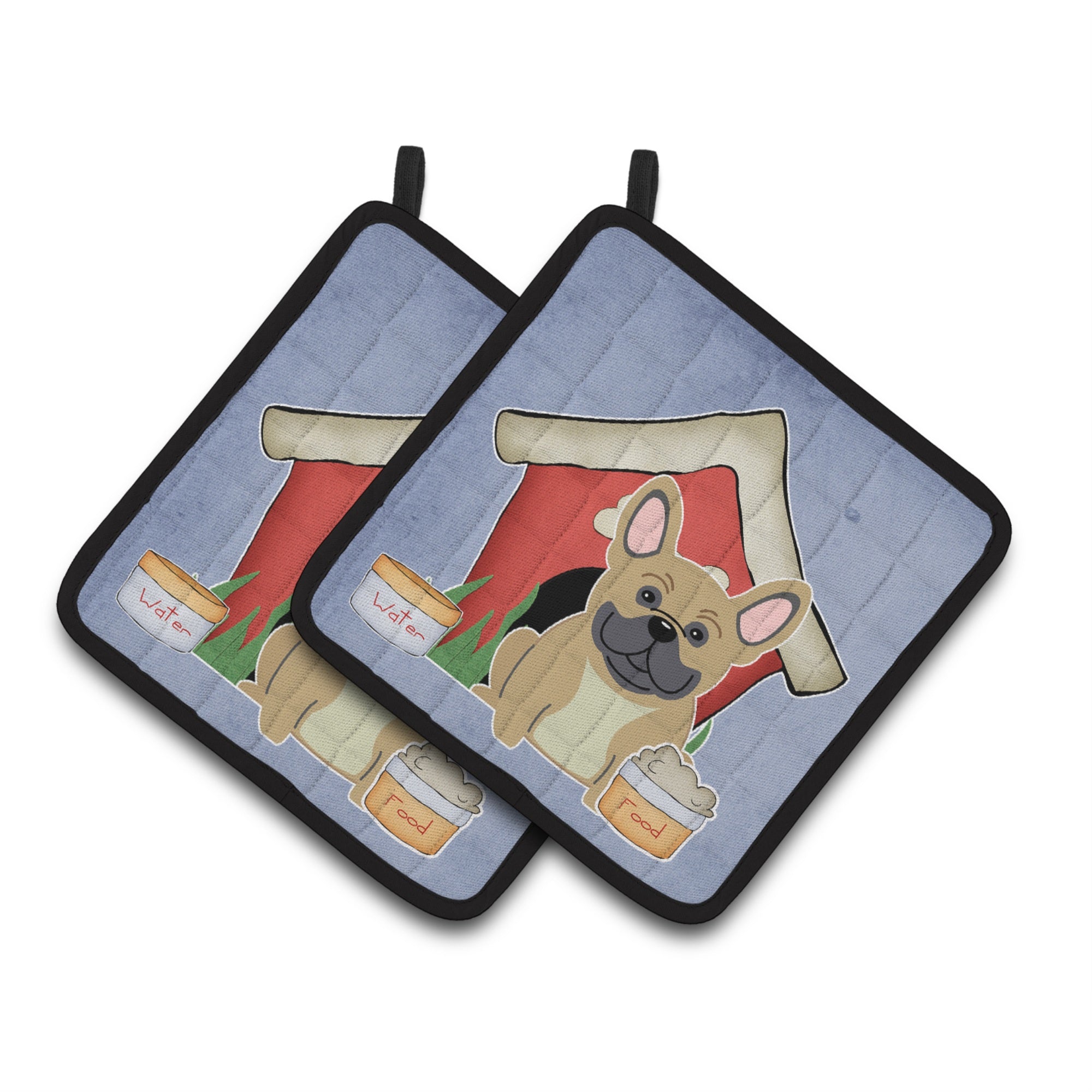 'Caroline'S Treasures Dog House Collection French Bulldog Cream Pair Of Pot Holders Bb2764Pthd, 7.5Hx7.5W, Multicolor''