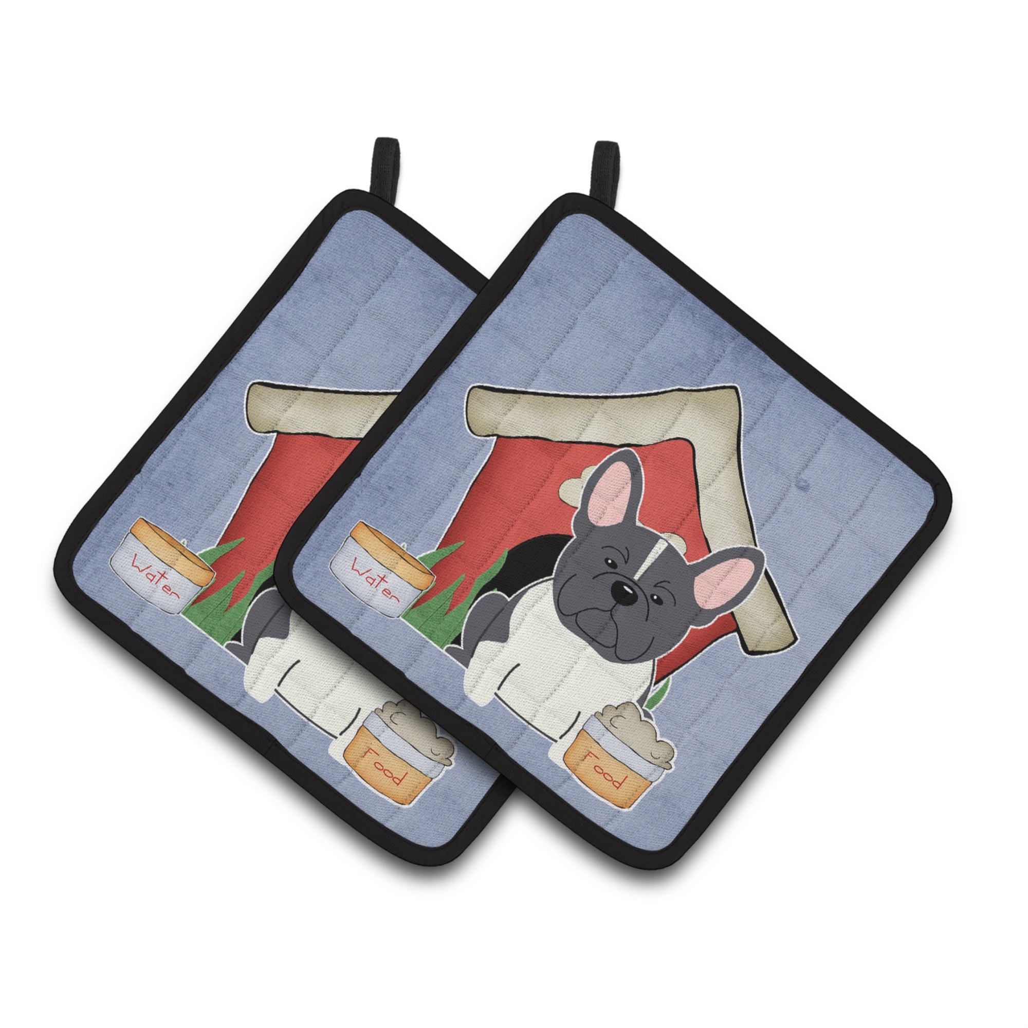'Caroline'S Treasures Dog House Collection French Bulldog Black White Pair Of Pot Holders Bb2766Pthd, 7.5Hx7.5W, Multicolor''