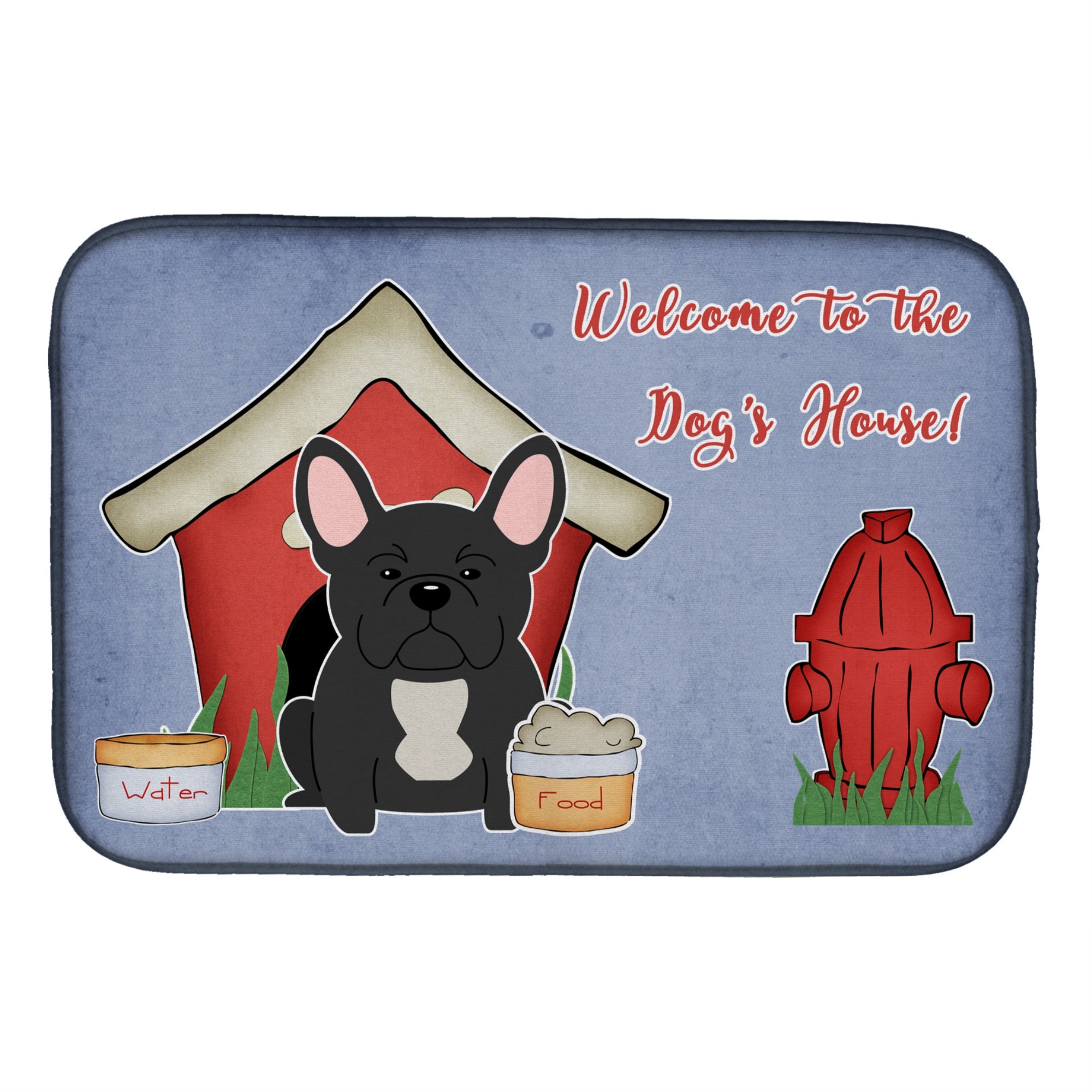 'Caroline'S Treasures Dog House Collection French Bulldog Black Dish Drying Mat, 14 X 21''