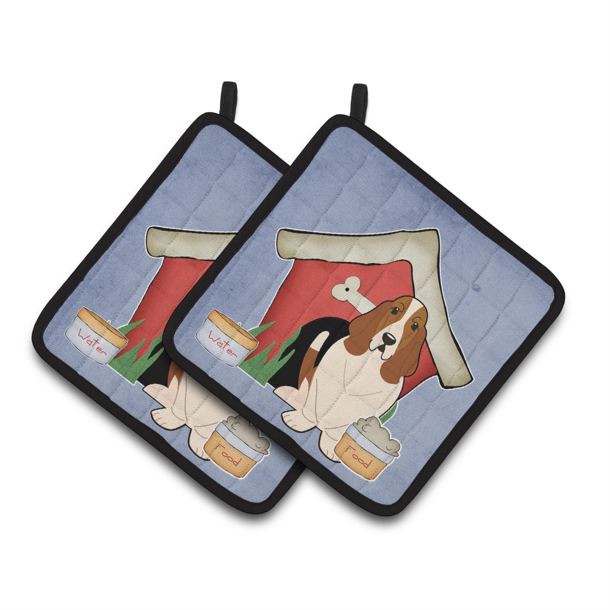'Caroline'S Treasures Dog House Collection Basset Hound Pair Of Pot Holders Bb2775Pthd, 7.5Hx7.5W, Multicolor''