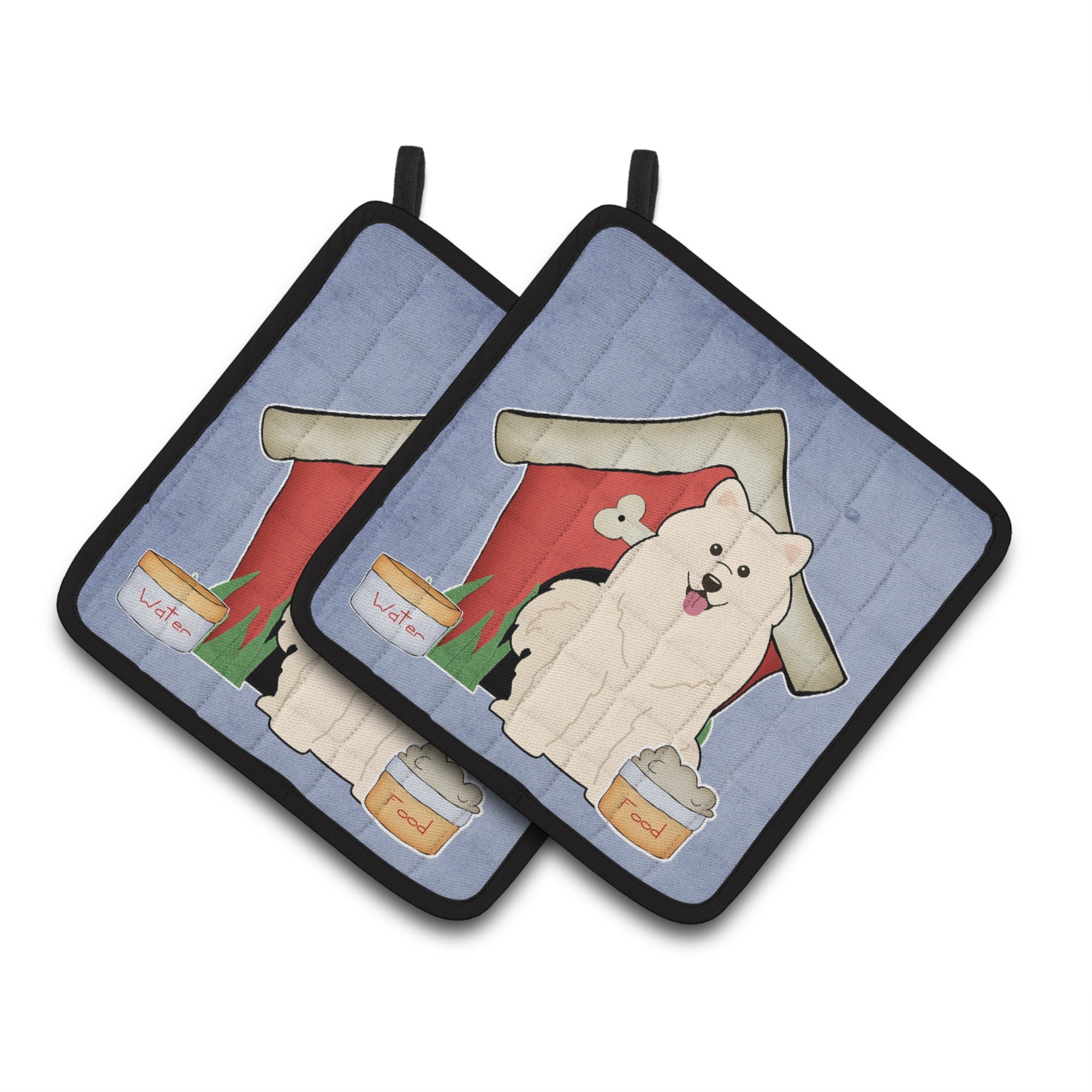 'Caroline'S Treasures Dog House Collection Samoyed Pair Of Pot Holders Bb2784Pthd, 7.5Hx7.5W, Multicolor''