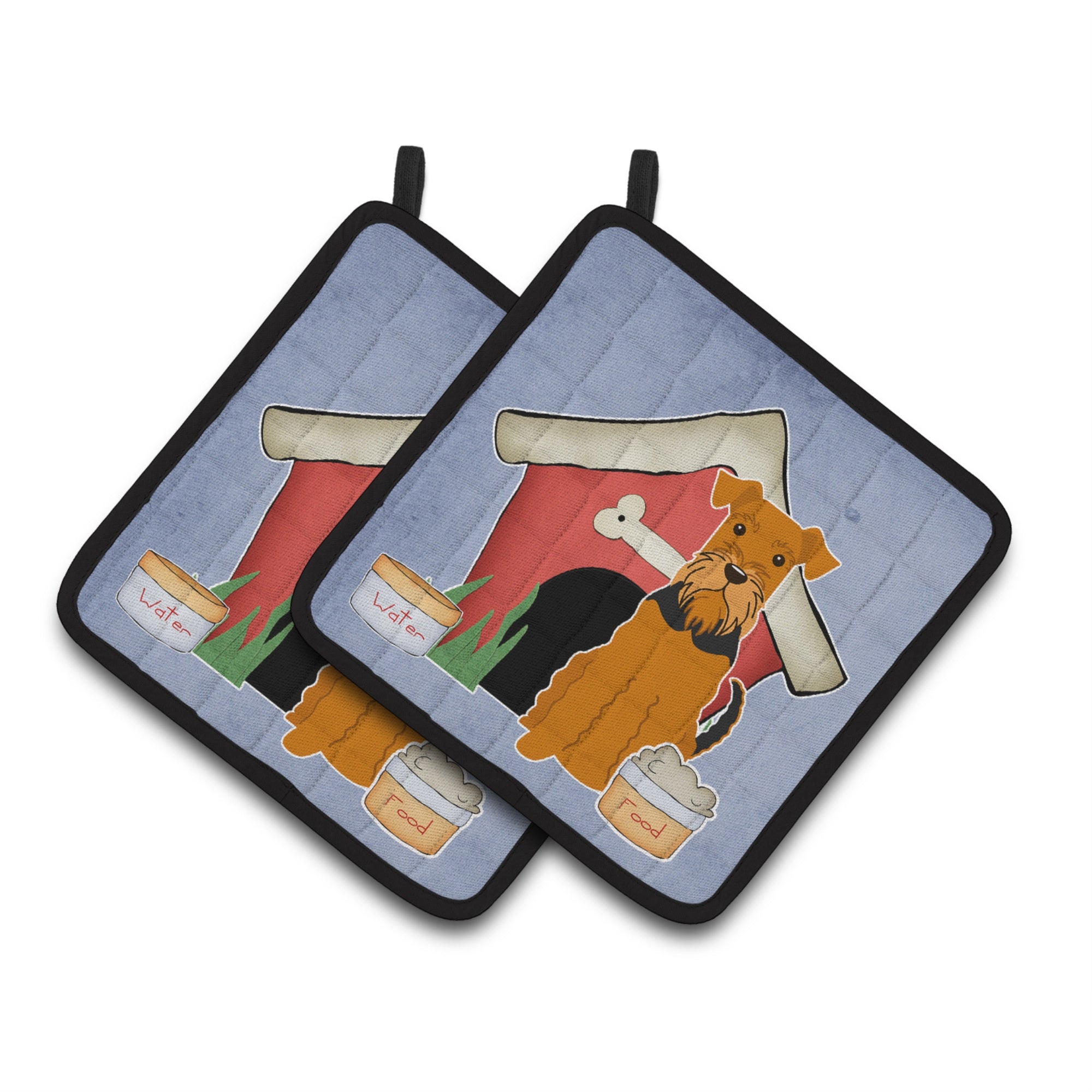 'Caroline'S Treasures Dog House Collection Airedale Pair Of Pot Holders Bb2795Pthd, 7.5Hx7.5W, Multicolor''