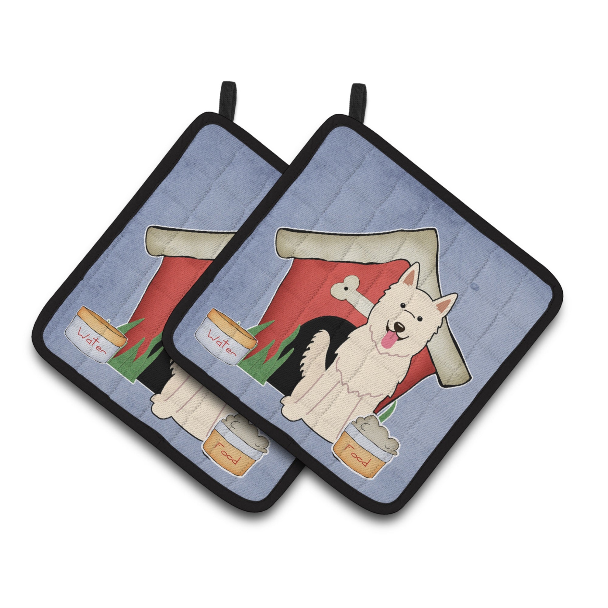'Caroline'S Treasures Dog House Collection White German Shepherd Pair Of Pot Holders Bb2799Pthd, 7.5Hx7.5W, Multicolor''
