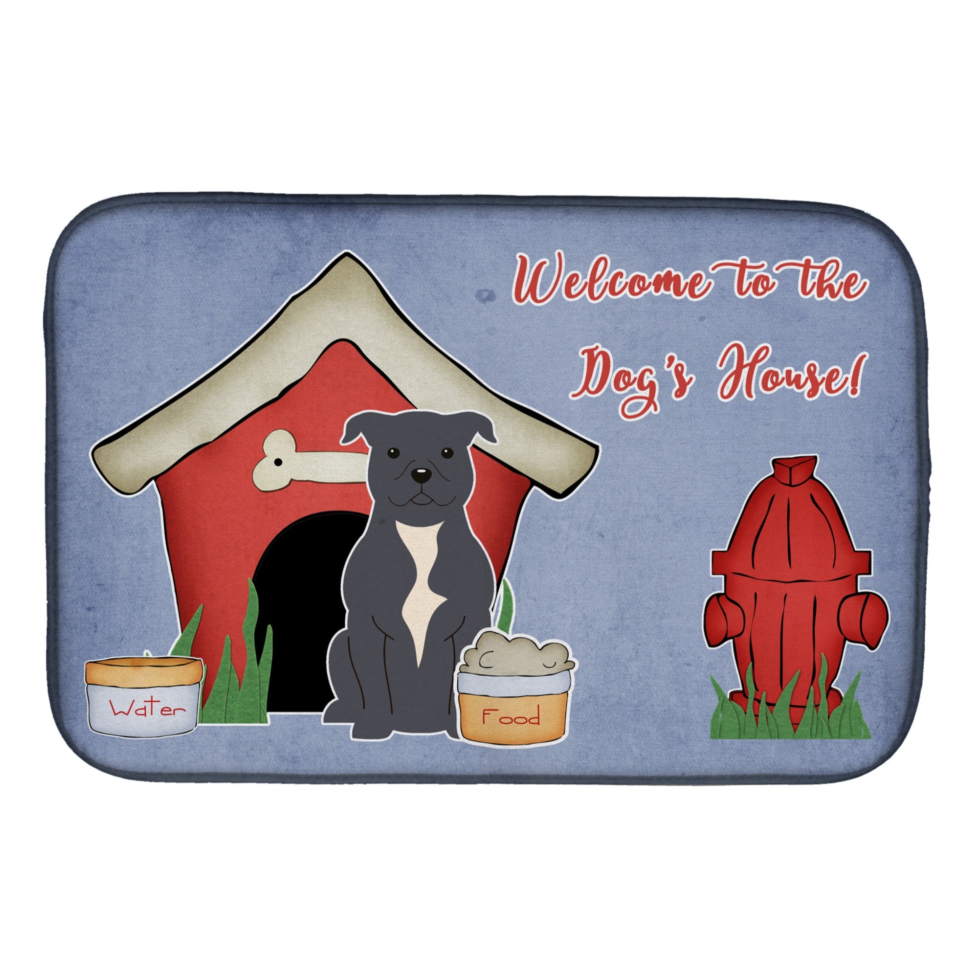 'Caroline'S Treasures Dog House Collection Staffordshire Bull Terrier Blue Dish Drying Mat, 14'''' X 21''''''