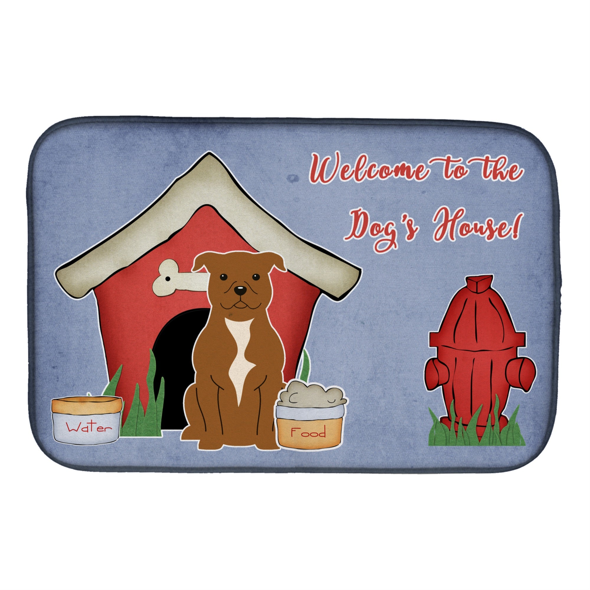 'Caroline'S Treasures Dog House Collection Staffordshire Brown Dish Drying Mat, 14'''' X 21''''''