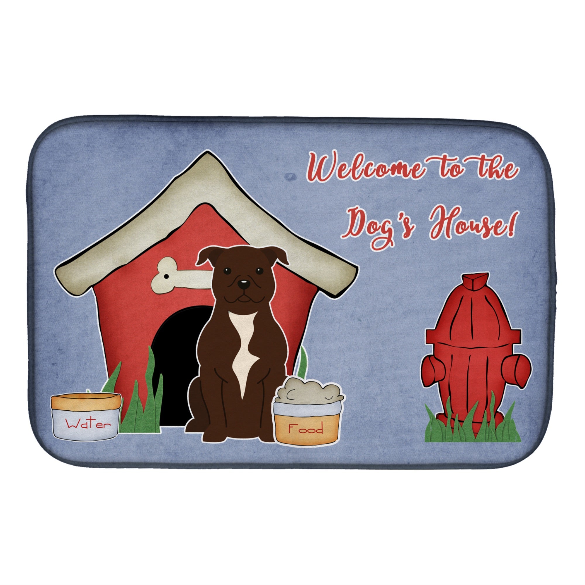 'Caroline'S Treasures Dog House Collection Staffordshire Bull Terrier Chocolate Dish Drying Mat, 14 X 21''