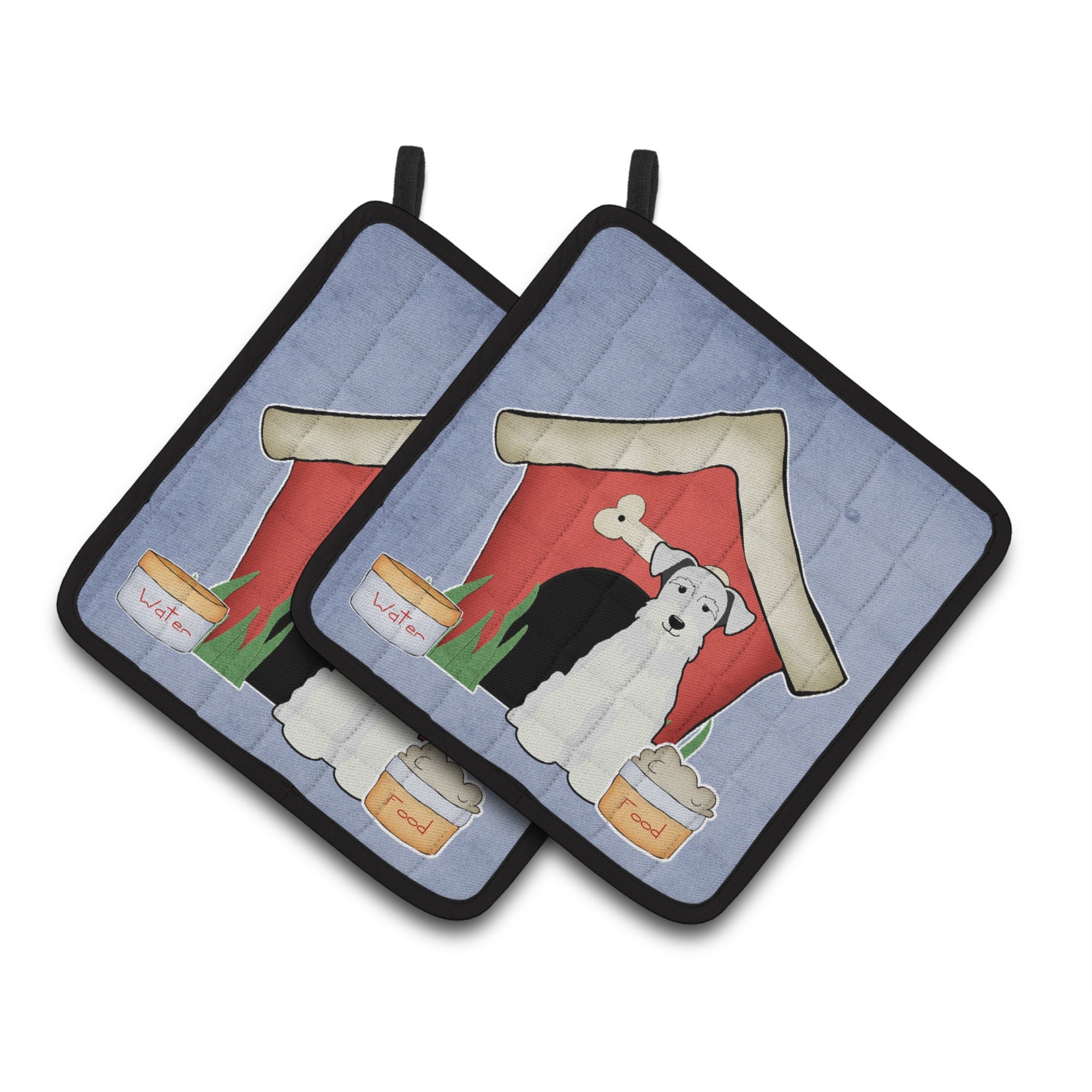 'Caroline'S Treasures Dog House Collection Miniature Schanuzer White Pair Of Pot Holders Bb2807Pthd, 7.5Hx7.5W, Multicolor''