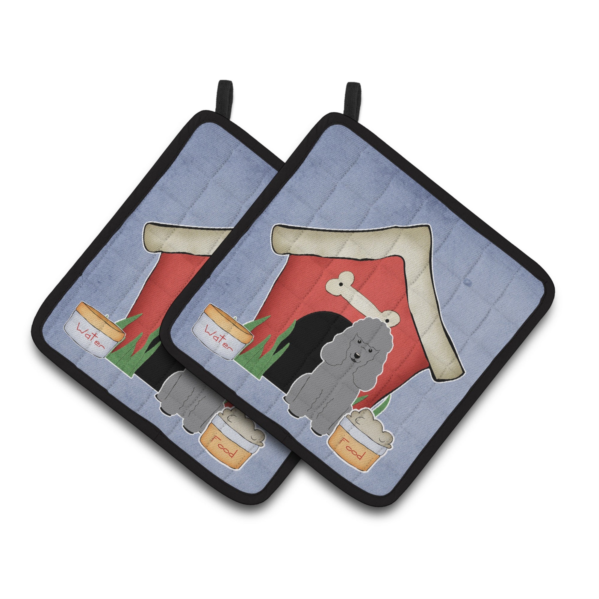 'Caroline'S Treasures Dog House Collection Poodle Silver Pair Of Pot Holders Bb2822Pthd, 7.5Hx7.5W, Multicolor''