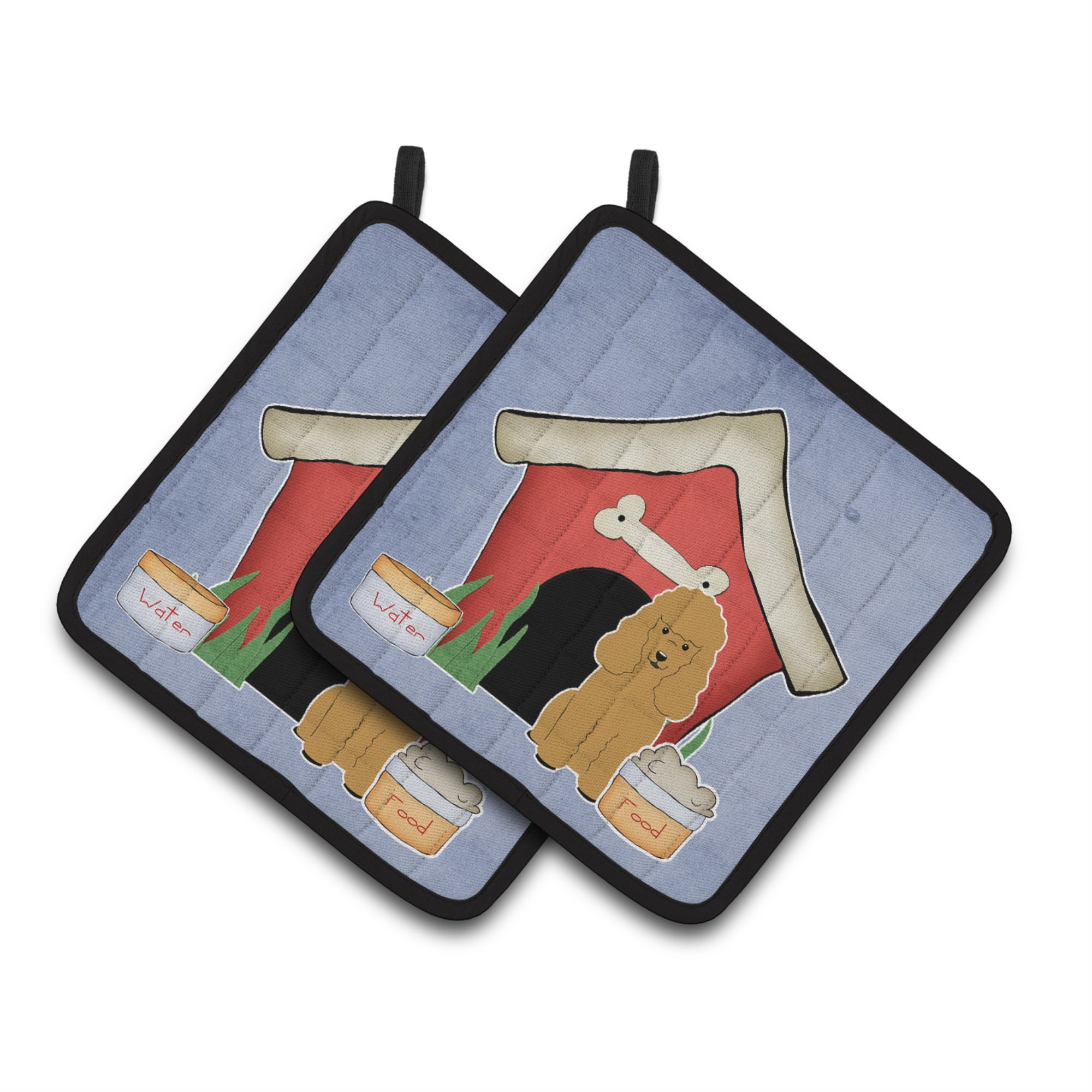 'Caroline'S Treasures Dog House Collection Poodle Tan Pair Of Pot Holders Bb2823Pthd, 7.5Hx7.5W, Multicolor''