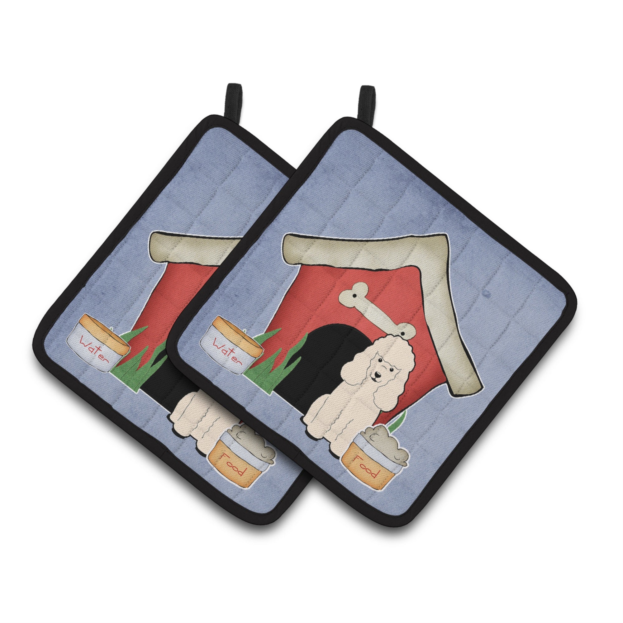 'Caroline'S Treasures Dog House Collection Poodle White Pair Of Pot Holders Bb2824Pthd, 7.5Hx7.5W, Multicolor''