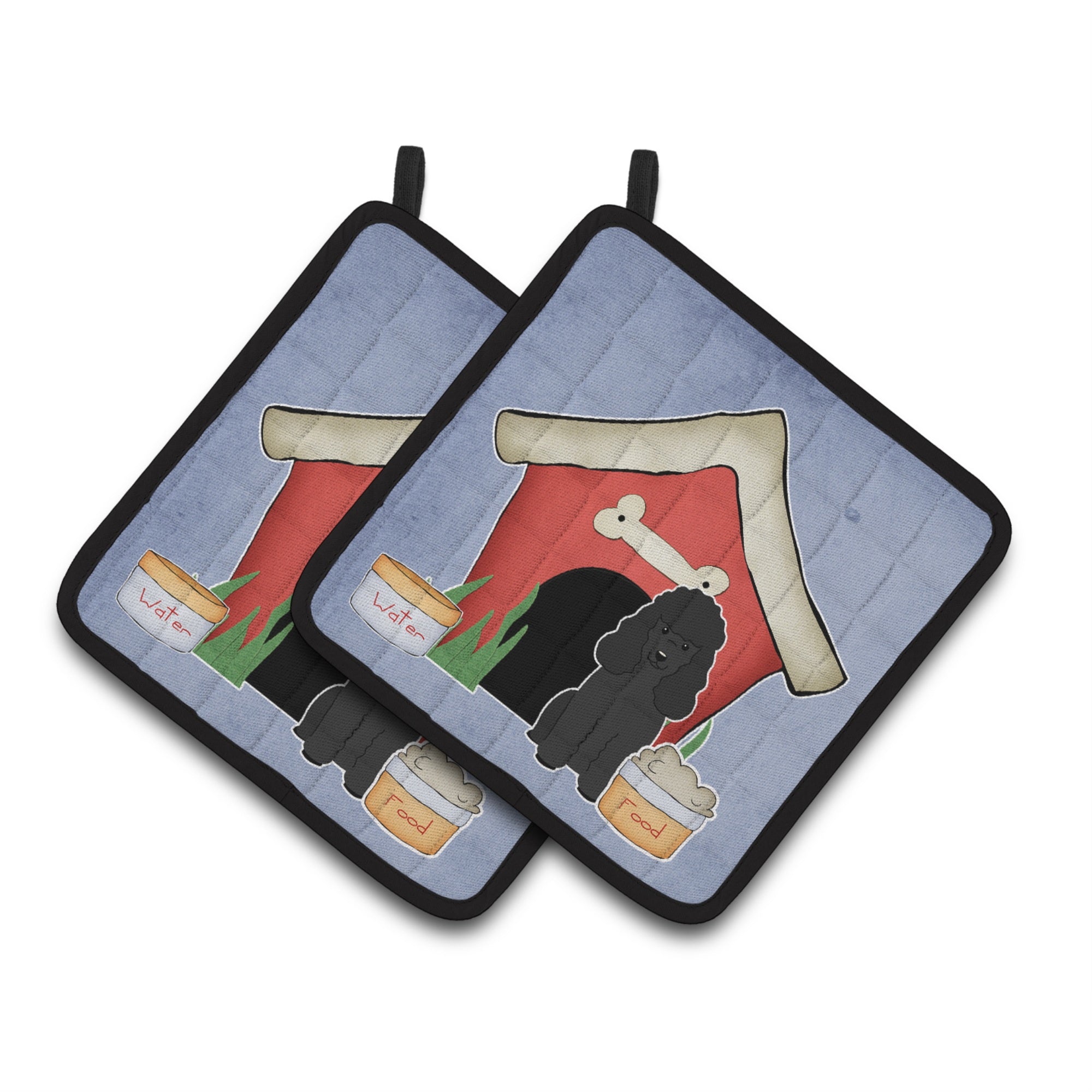 'Caroline'S Treasures Dog House Collection Poodle Black Pair Of Pot Holders Bb2825Pthd, 7.5Hx7.5W, Multicolor''