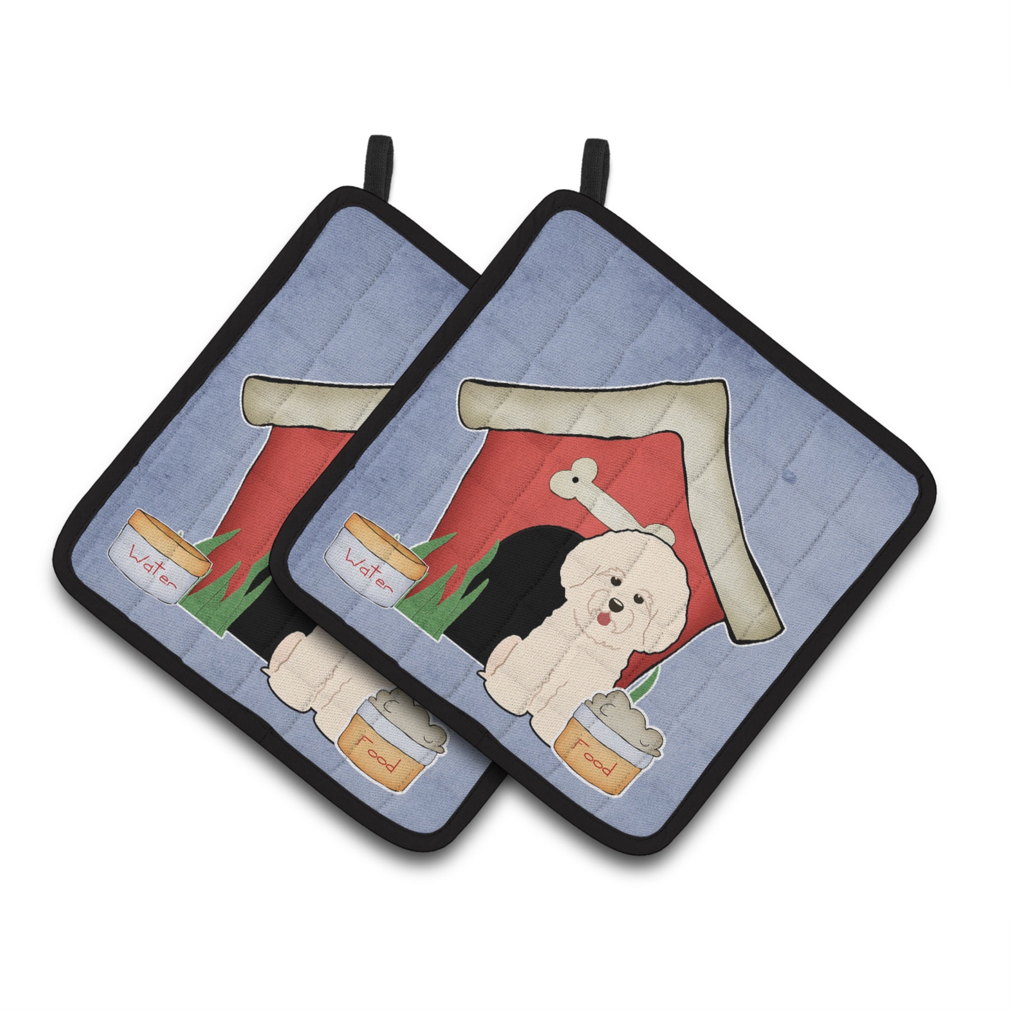 'Caroline'S Treasures Dog House Collection Bichon Frise Pair Of Pot Holders Bb2829Pthd, 7.5Hx7.5W, Multicolor''