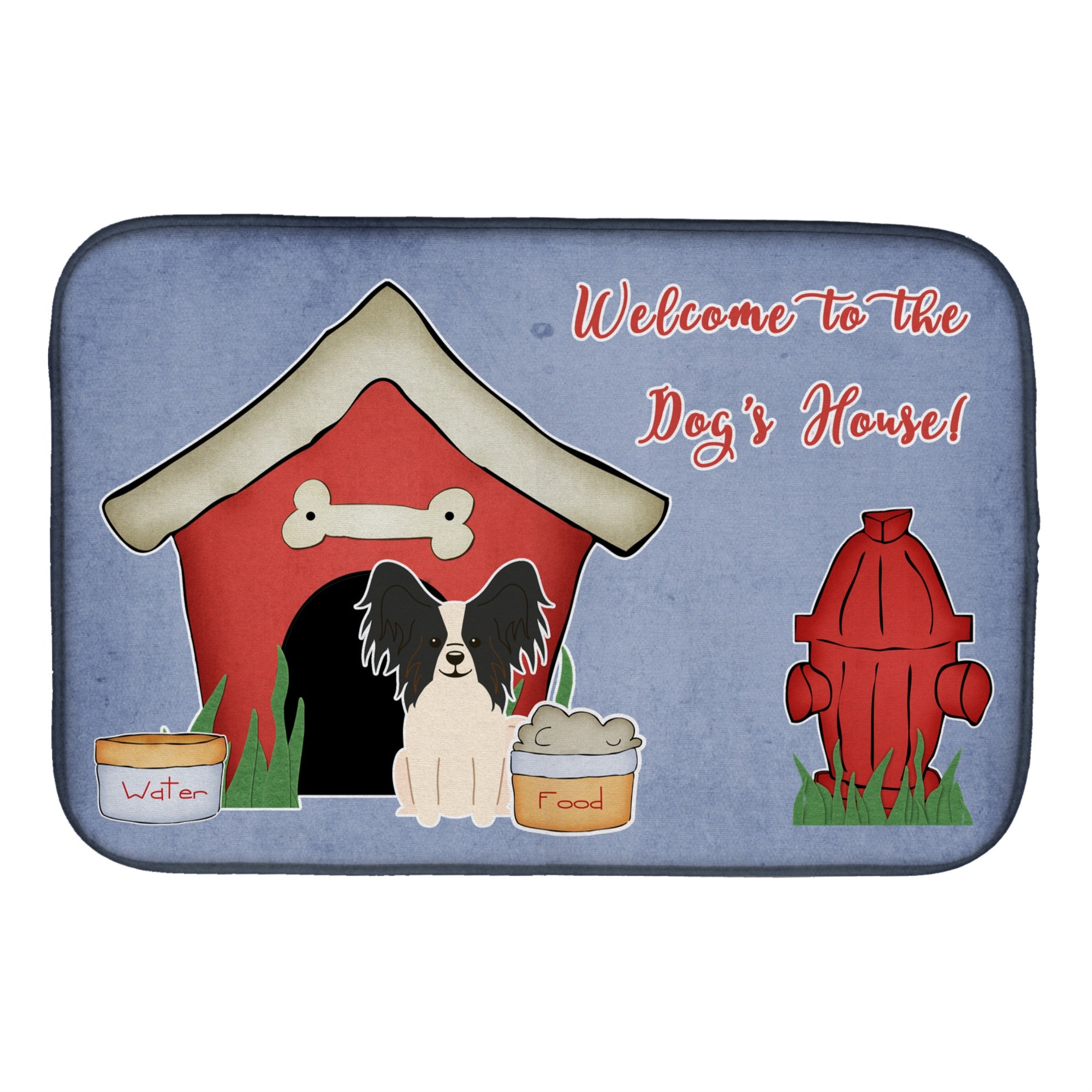 'Caroline'S Treasures Dog House Collection Papillion Black White Dish Drying Mat, 14 X 21''