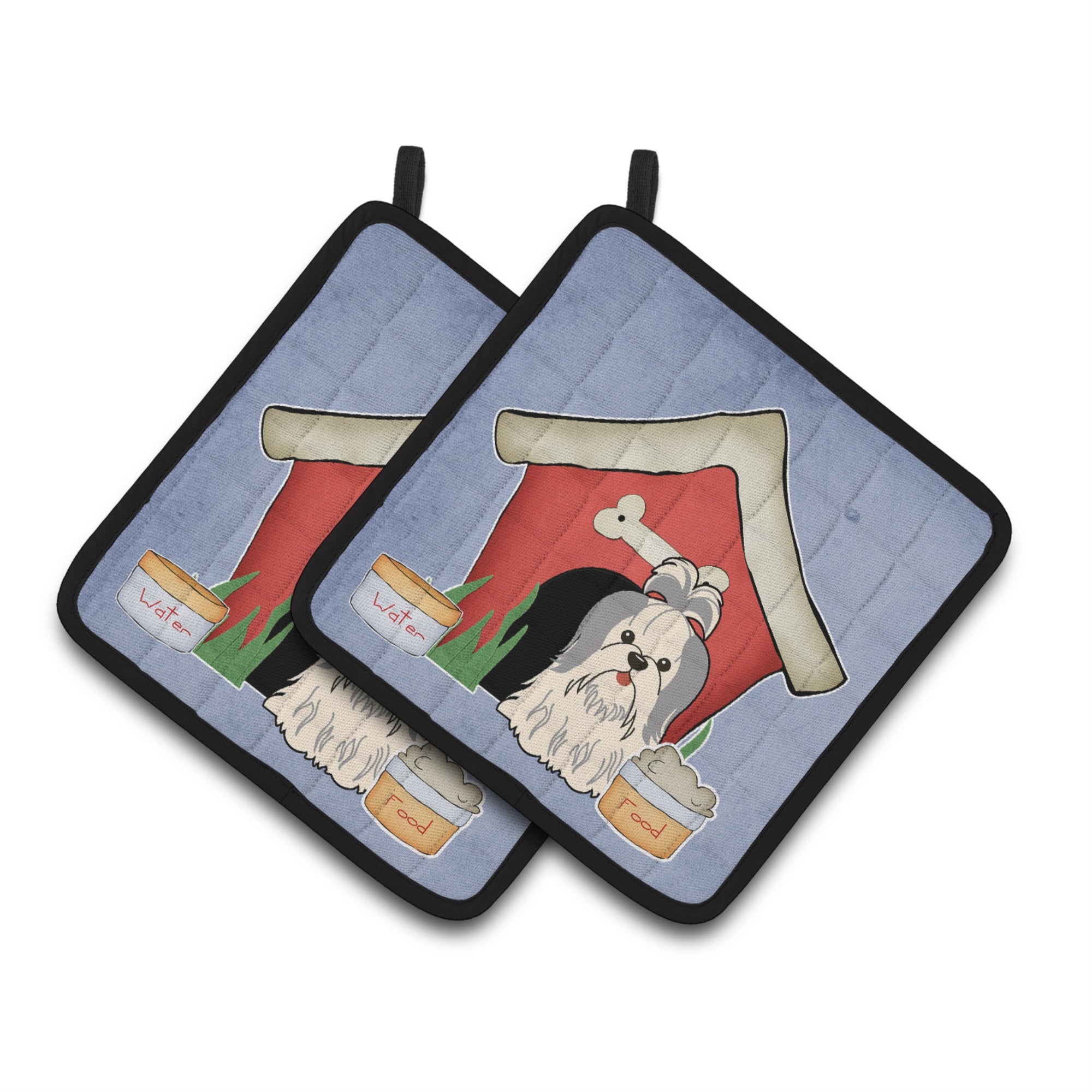 'Caroline'S Treasures Dog House Collection Shih Tzu Silver White Pair Of Pot Holders Bb2839Pthd, 7.5Hx7.5W, Multicolor''