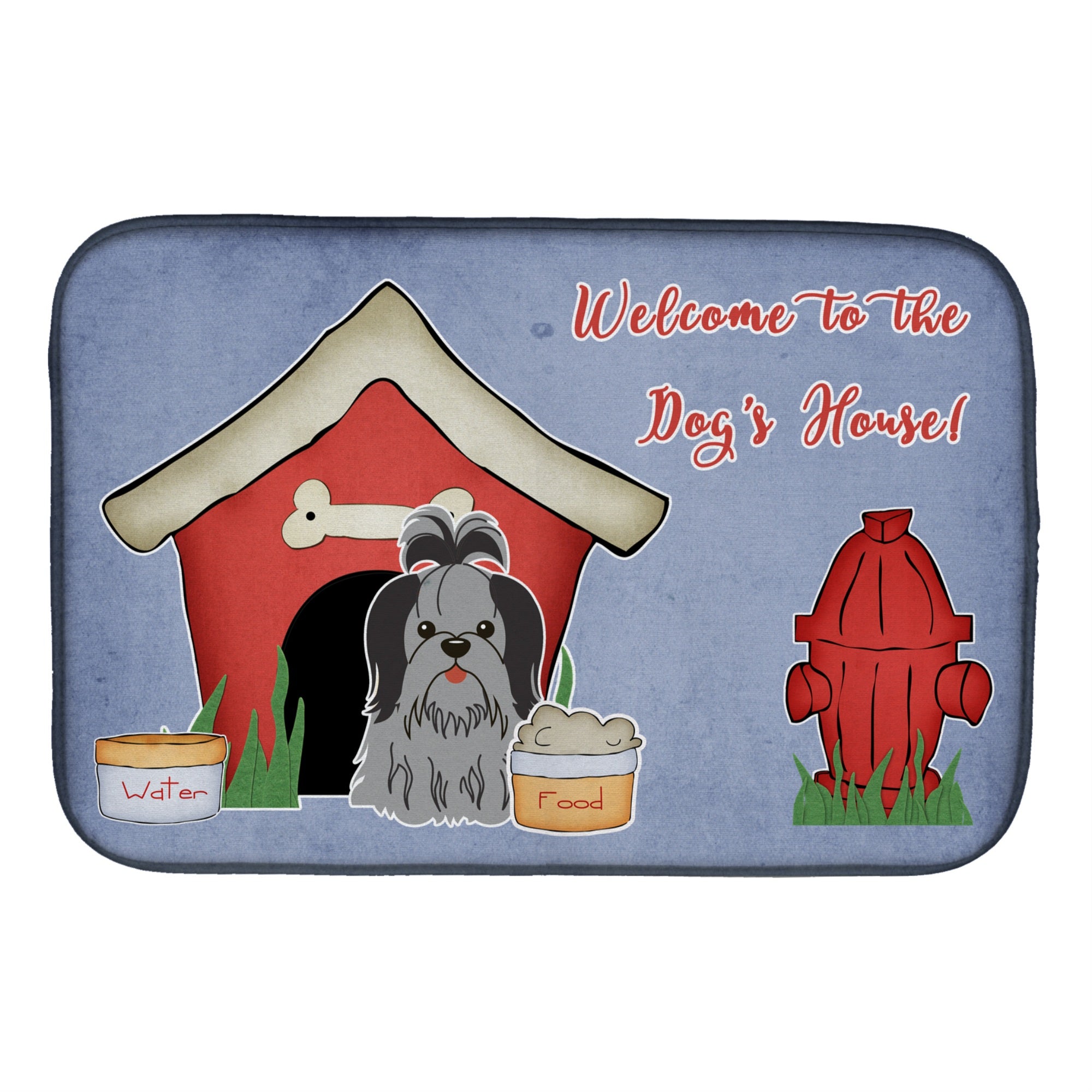 'Caroline'S Treasures Dog House Collection Shih Tzu Black Silver Dish Drying Mat, 14'''' X 21''''''
