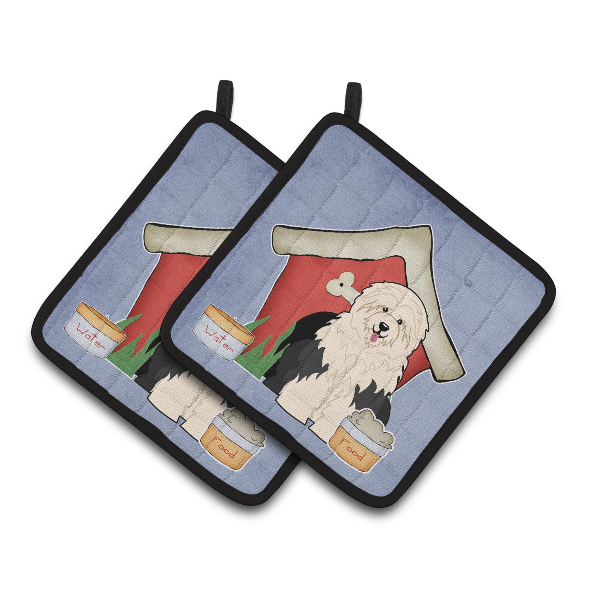 'Caroline'S Treasures Dog House Collection Old English Sheepdog Pair Of Pot Holders Bb2850Pthd, 7.5Hx7.5W, Multicolor''