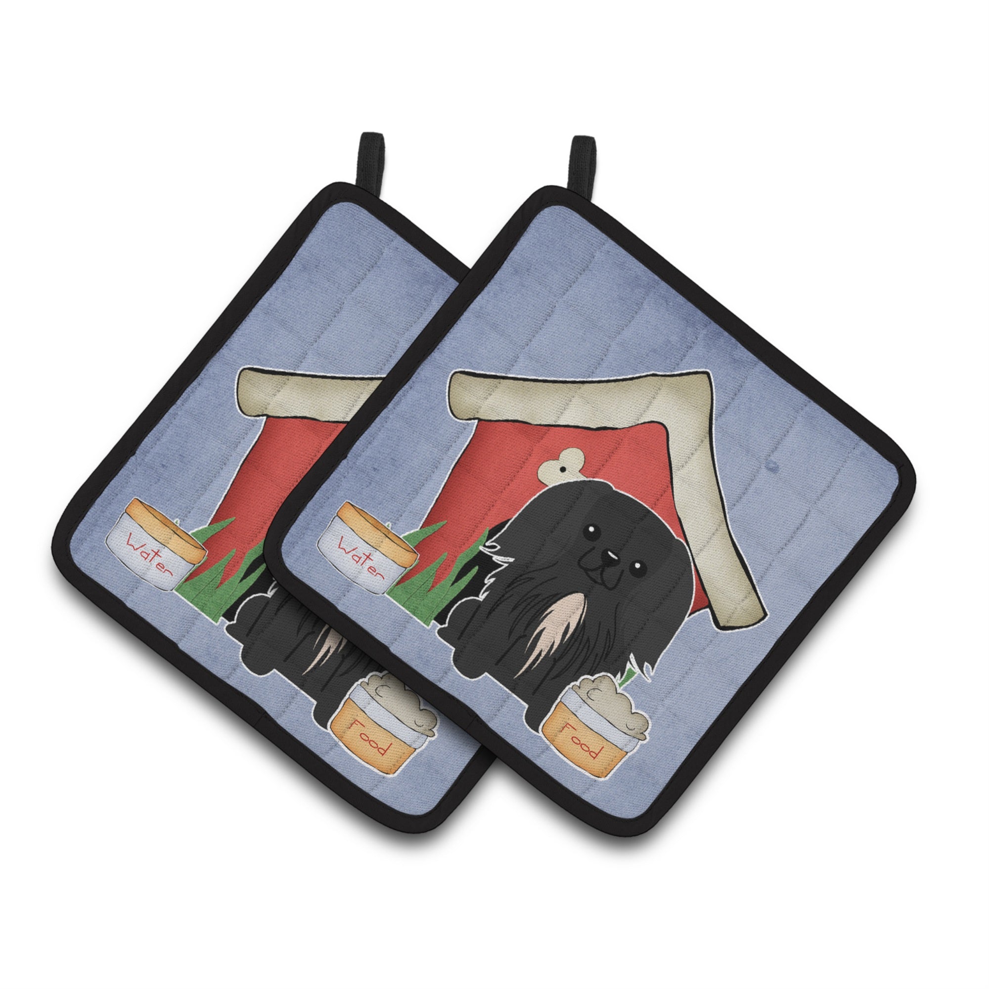 'Caroline'S Treasures Dog House Collection Pekingnese Black Pair Of Pot Holders Bb2861Pthd, 7.5Hx7.5W, Multicolor''