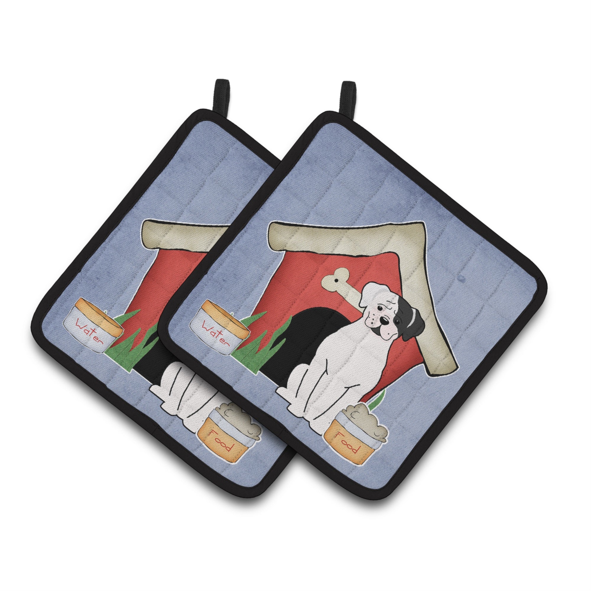 'Caroline'S Treasures Dog House Collection White Boxer Cooper Pair Of Pot Holders Bb2868Pthd, 7.5Hx7.5W, Multicolor''