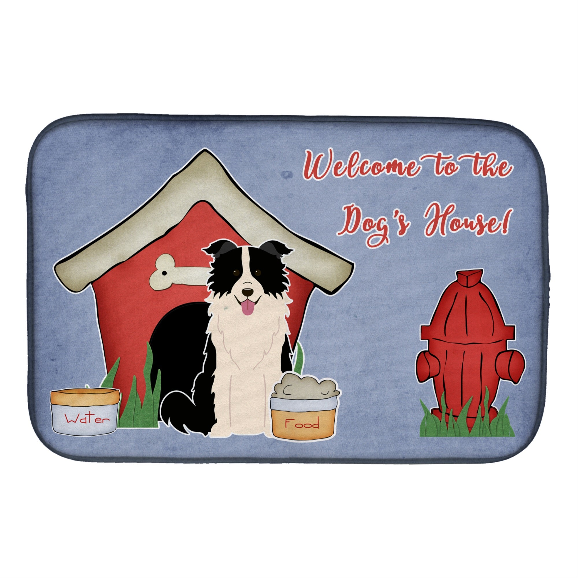 'Caroline'S Treasures Dog House Collection Border Collie Black White Dish Drying Mat, 14'''' X 21''''''