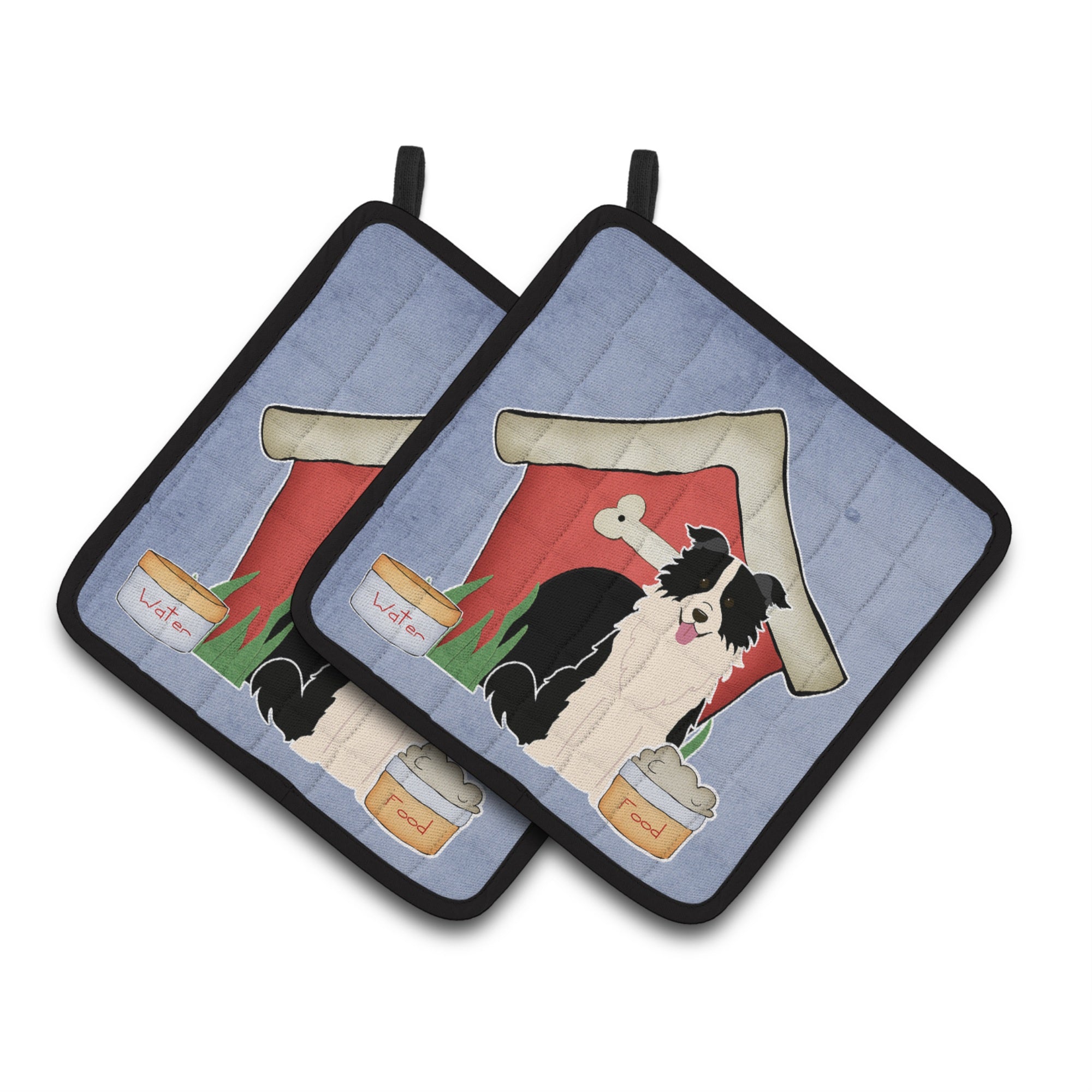 'Caroline'S Treasures Dog House Collection Border Collie Black White Pair Of Pot Holders Bb2872Pthd, 7.5Hx7.5W, Multicolor''