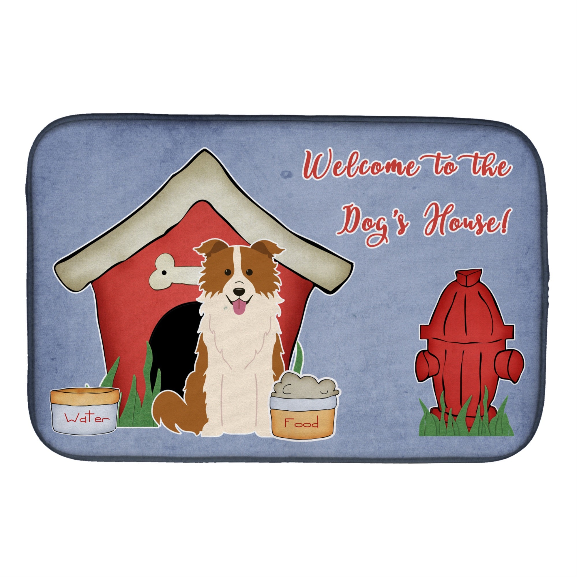 'Caroline'S Treasures Dog House Collection Border Collie Red White Dish Drying Mat, 14'''' X 21''''''