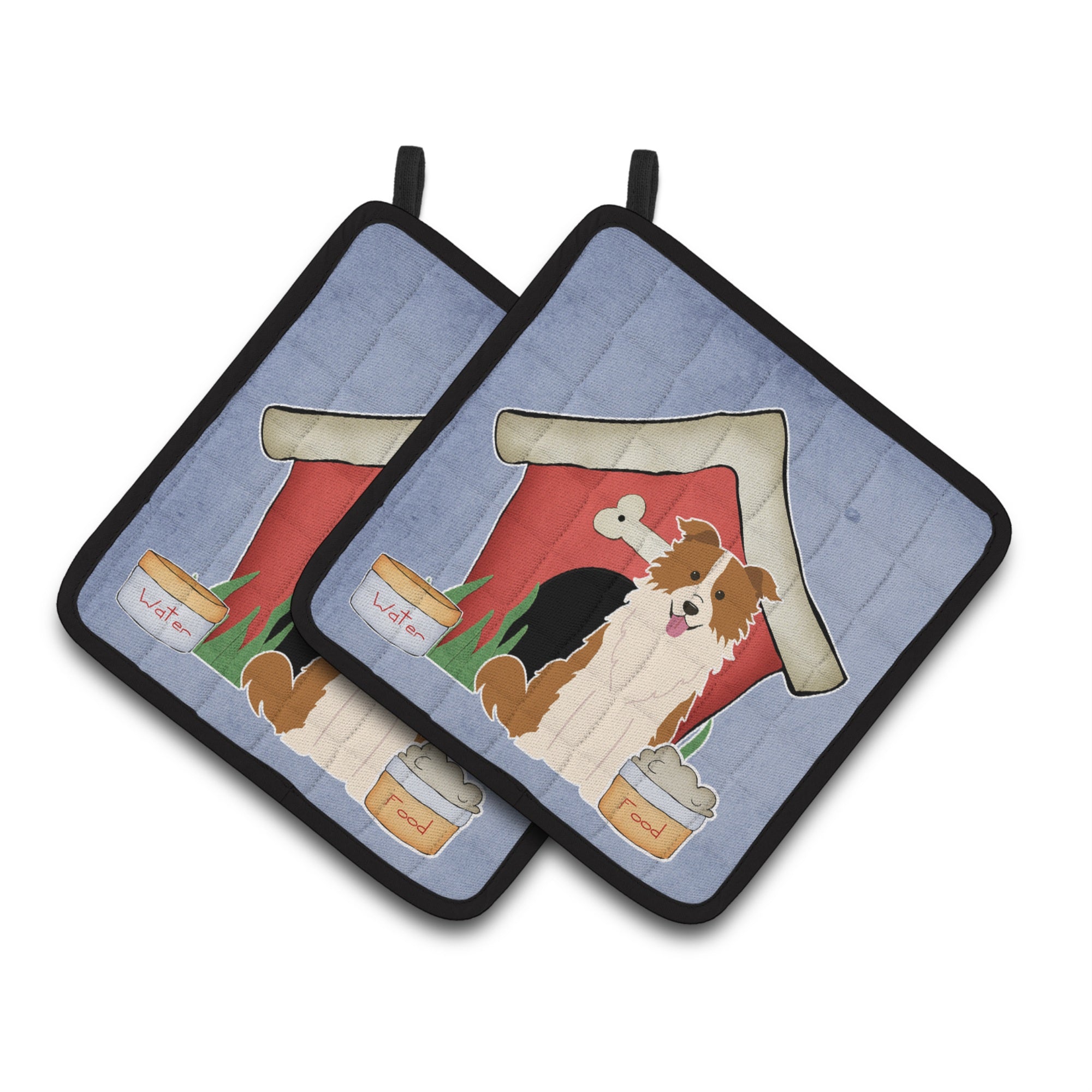'Caroline'S Treasures Dog House Collection Border Collie Red White Pair Of Pot Holders Bb2873Pthd, 7.5Hx7.5W, Multicolor''