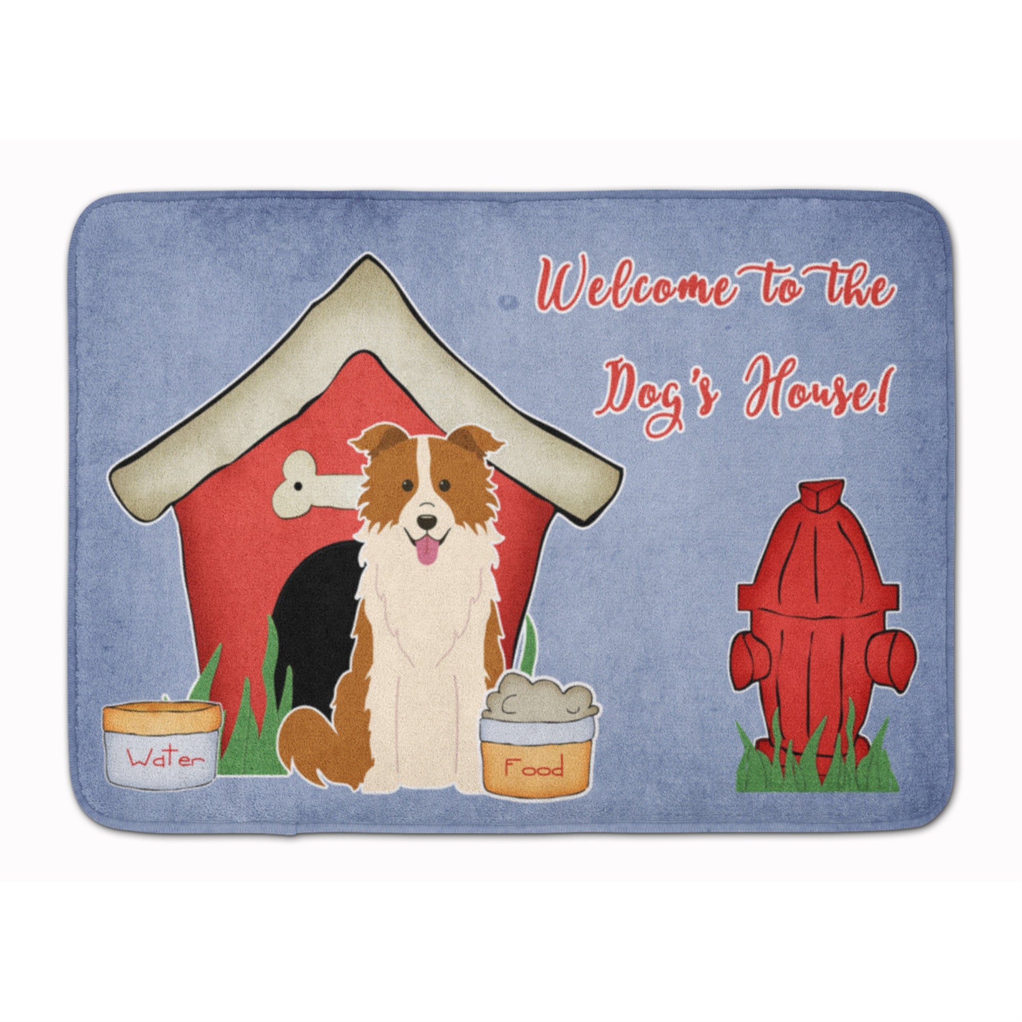 Carolines Treasures Dog House Border Collie Red White Floor Mat, 19 x 27, Multicolor