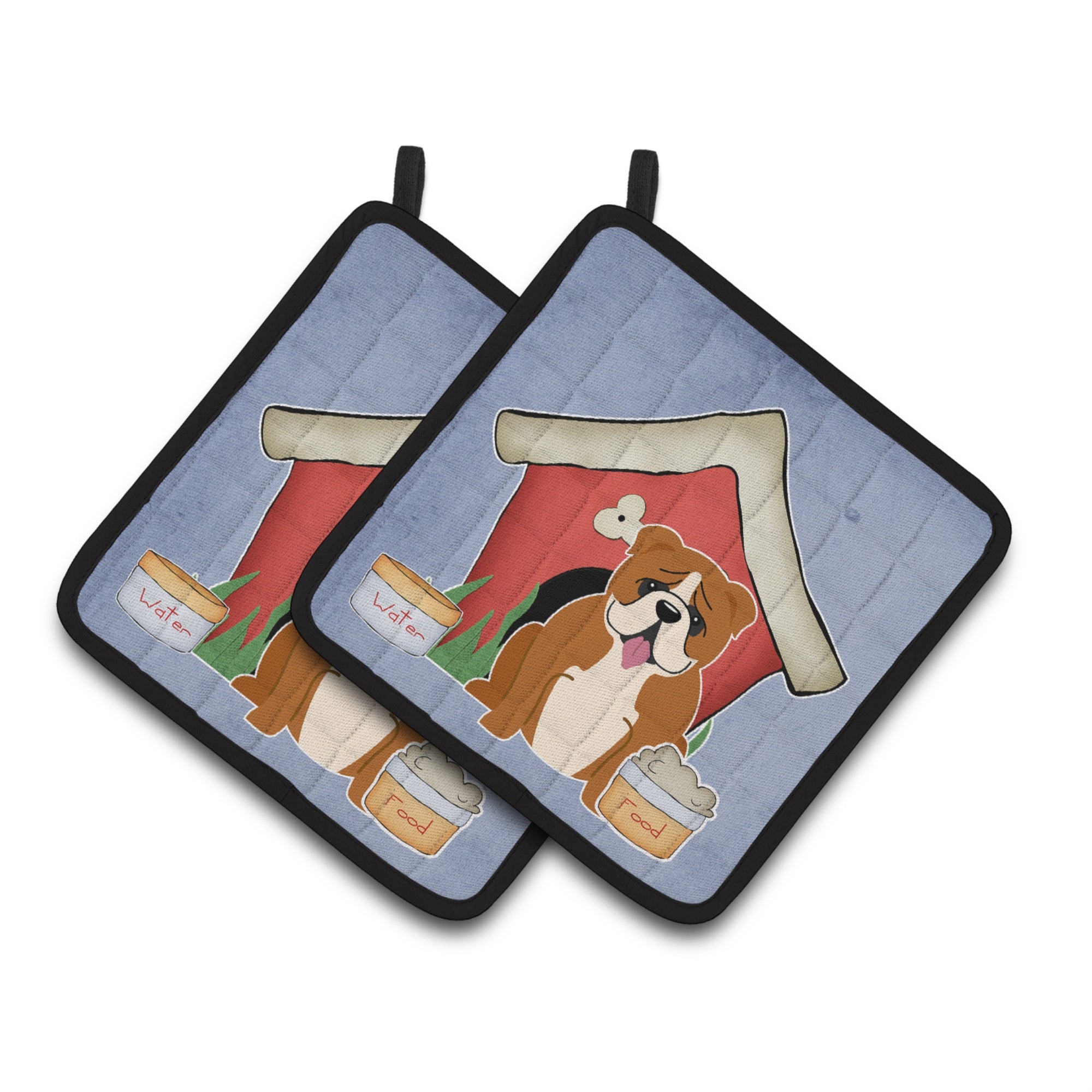 'Caroline'S Treasures Dog House Collection English Bulldog Red White Pair Of Pot Holders Bb2874Pthd, 7.5Hx7.5W, Multicolor''