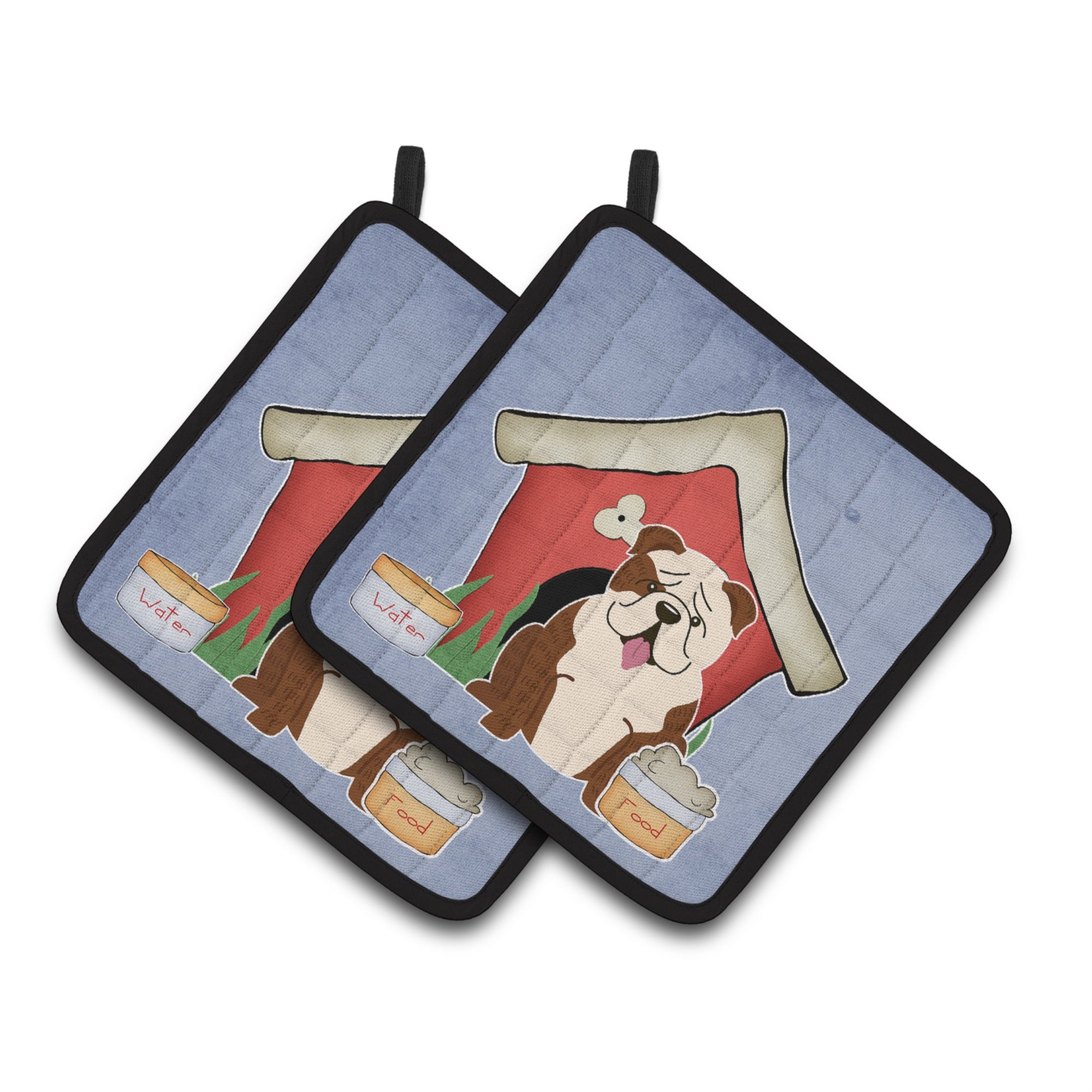 'Caroline'S Treasures Dog House Collection English Bulldog Brindle White Pair Of Pot Holders Bb2875Pthd, 7.5Hx7.5W, Multicolor'
