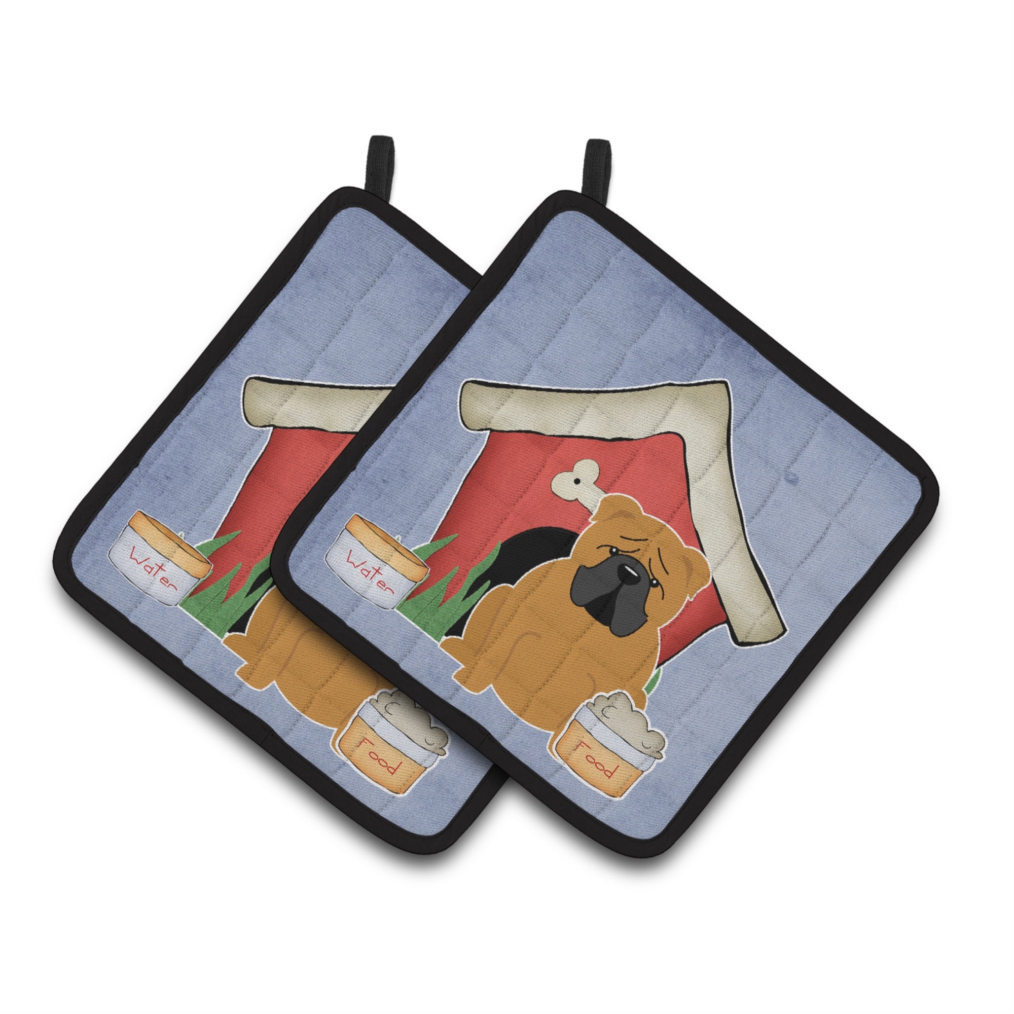 'Caroline'S Treasures Dog House Collection English Bulldog Red Pair Of Pot Holders Bb2876Pthd, 7.5Hx7.5W, Multicolor''