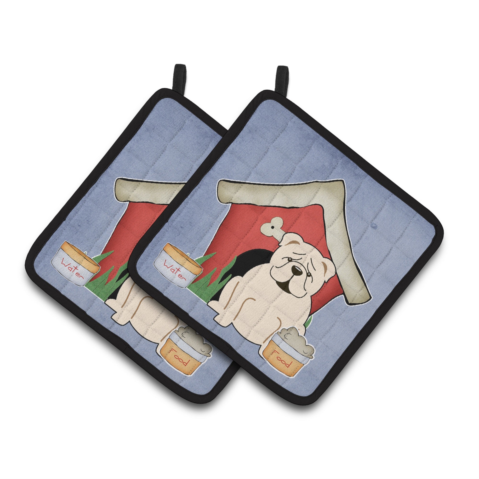 'Caroline'S Treasures Dog House Collection English Bulldog White Pair Of Pot Holders Bb2877Pthd, 7.5Hx7.5W, Multicolor''
