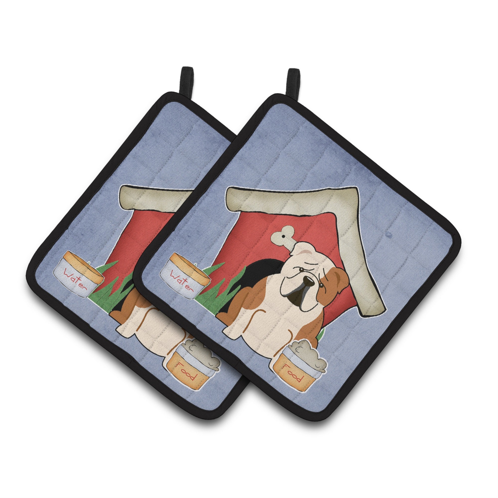 'Caroline'S Treasures Dog House Collection English Bulldog Fawn White Pair Of Pot Holders Bb2879Pthd, 7.5Hx7.5W, Multicolor''