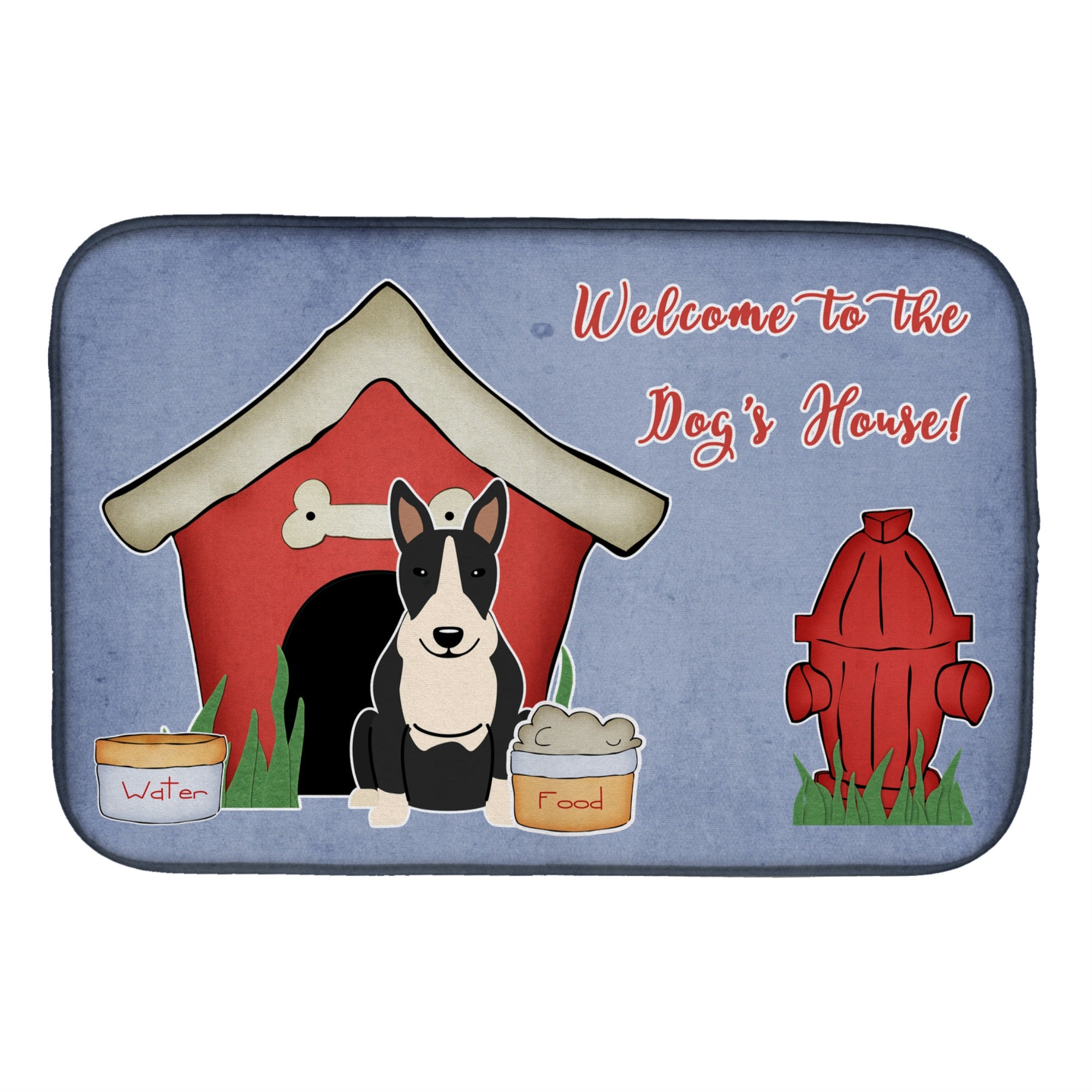 'Caroline'S Treasures Dog House Collection Bull Terrier Black White Dish Drying Mat, 14 X 21''
