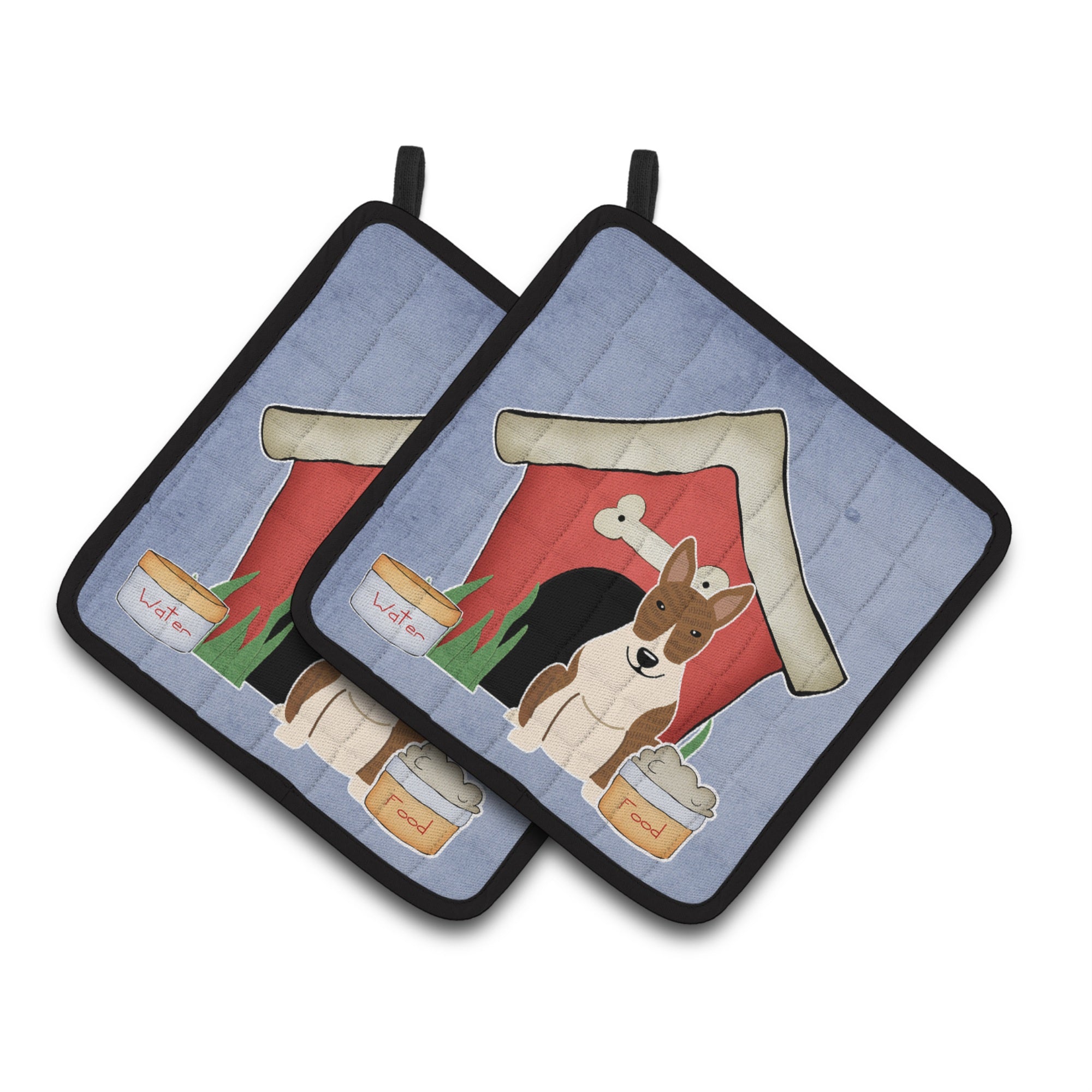 'Caroline'S Treasures Dog House Collection Bull Terrier Brindle Pair Of Pot Holders Bb2891Pthd, 7.5Hx7.5W, Multicolor''