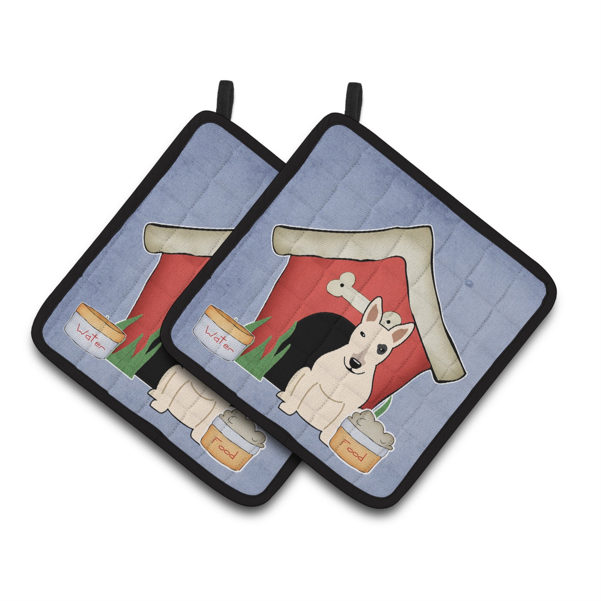 'Caroline'S Treasures Dog House Collection Bull Terrier White Pair Of Pot Holders Bb2892Pthd, 7.5Hx7.5W, Multicolor''