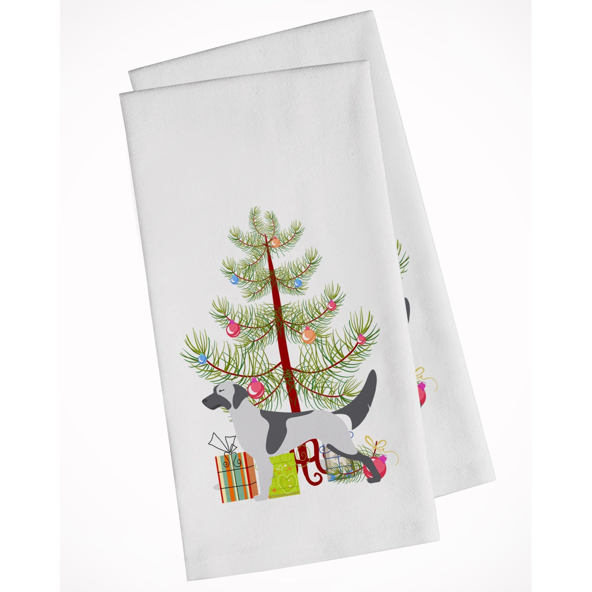 English Setter Merry Christmas Tree White Kitchen Towel Set Of 2