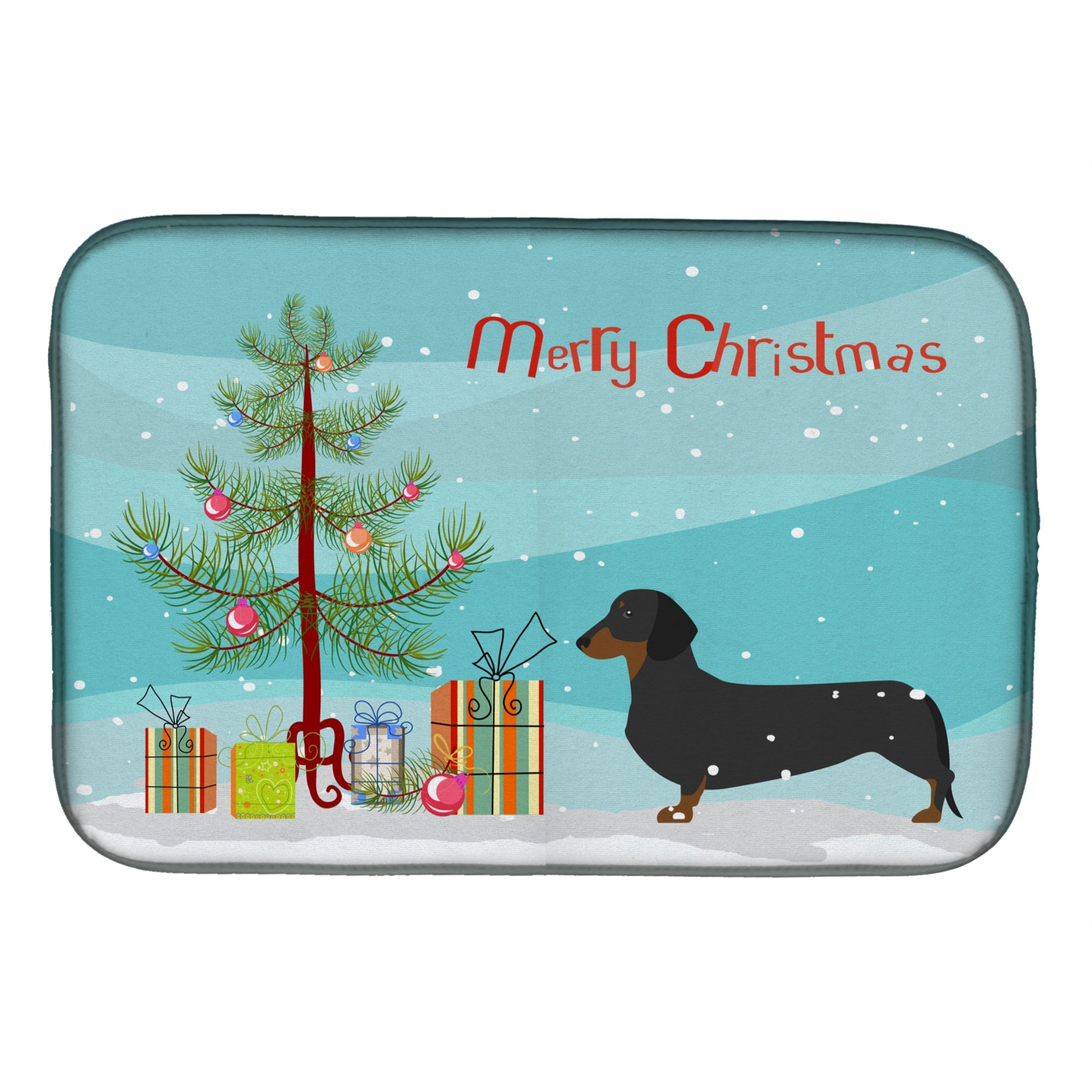 'Caroline'S Treasures Dachshund Merry Christmas Tree Dish Drying Mat, 14'''' X 21''''''