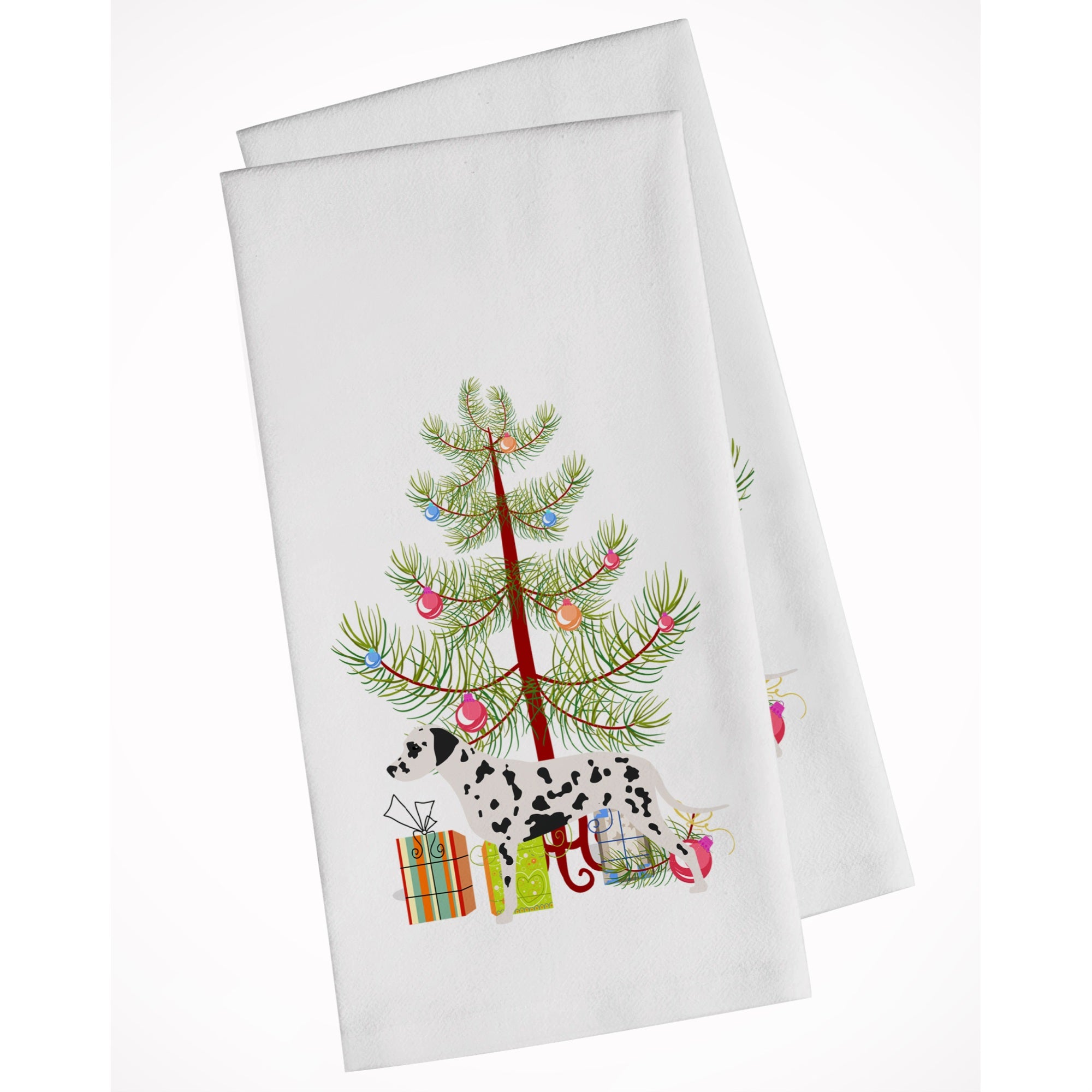 Dalmatian Merry Christmas Tree White Kitchen Towel Set Of 2