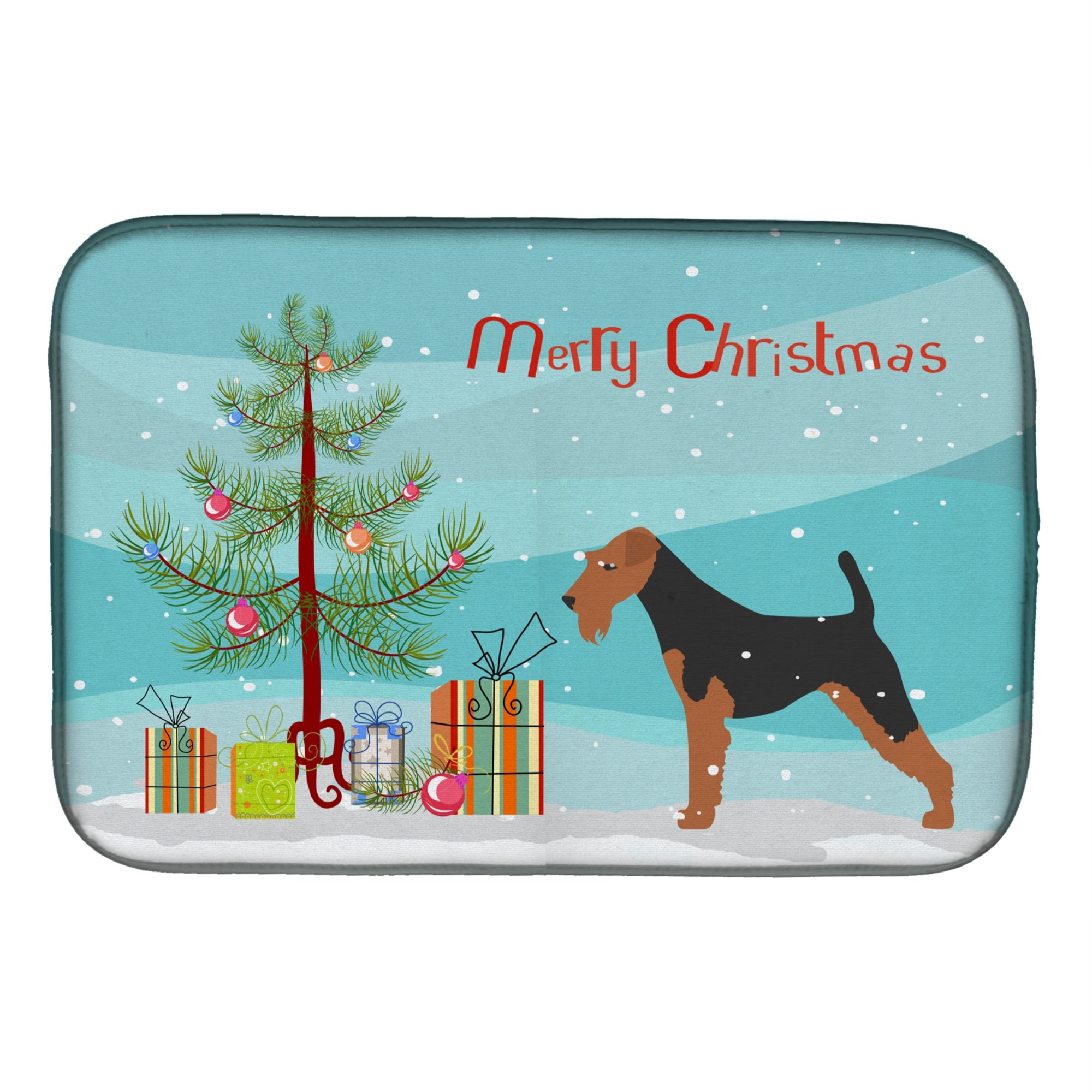 'Caroline'S Treasures Welsh Terrier Merry Christmas Tree Dish Drying Mat, 14'''' X 21''''''