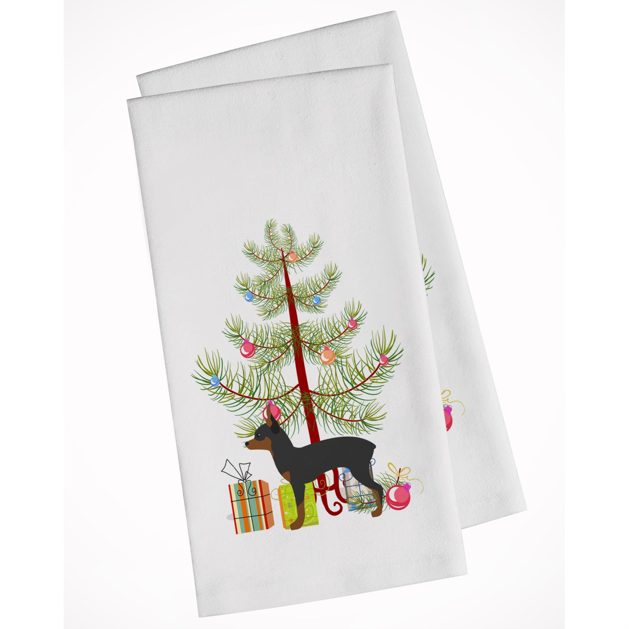 Toy Fox Terrier Merry Christmas Tree White Kitchen Towel Set Of 2